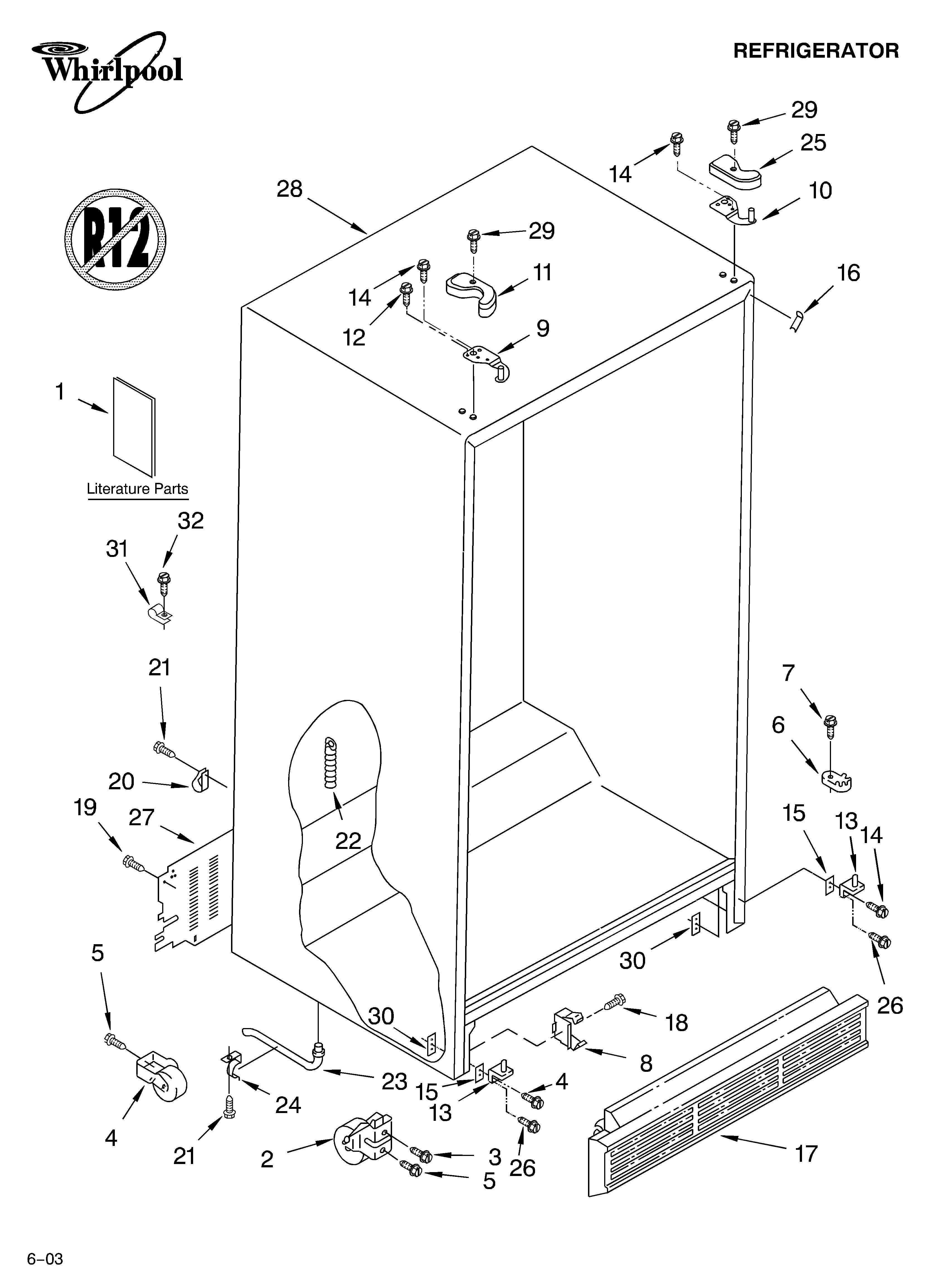 Whirlpool 7ED0GTQXKQ02 cabinet parts diagram