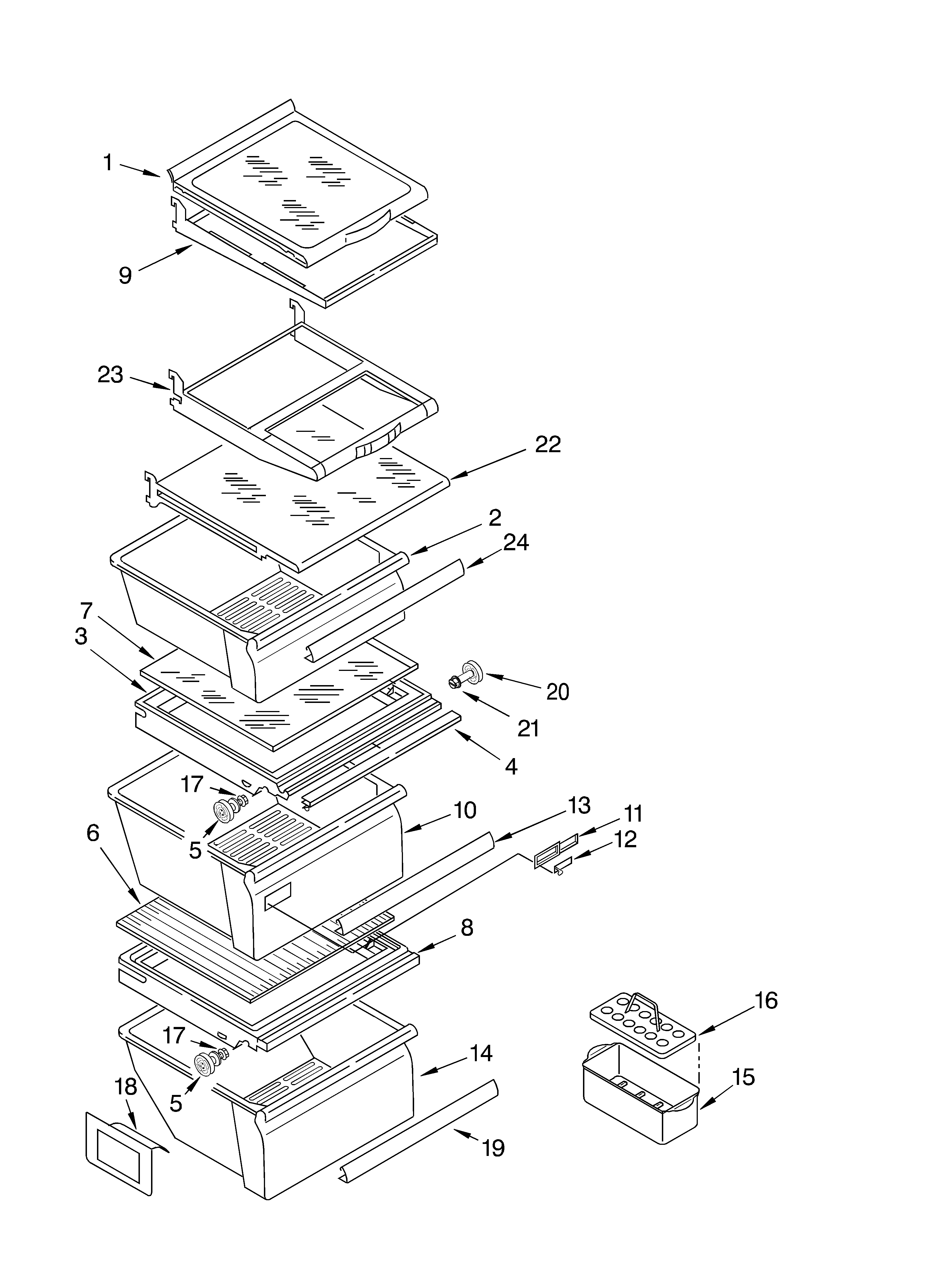 Whirlpool BRS70ZRANA02 refrigerator shelf parts diagram