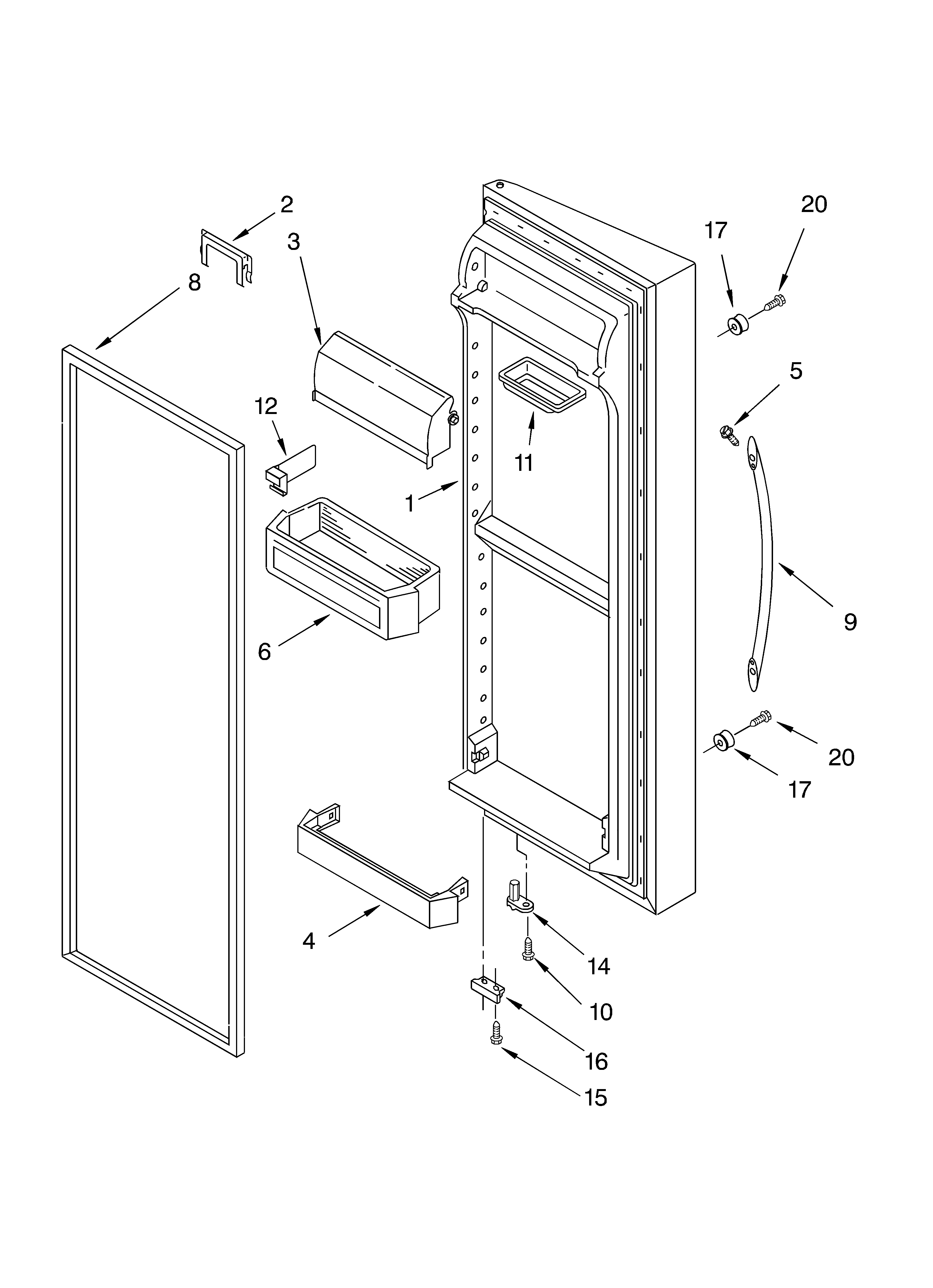 Whirlpool BRS70ZRANA02 refrigerator door parts diagram