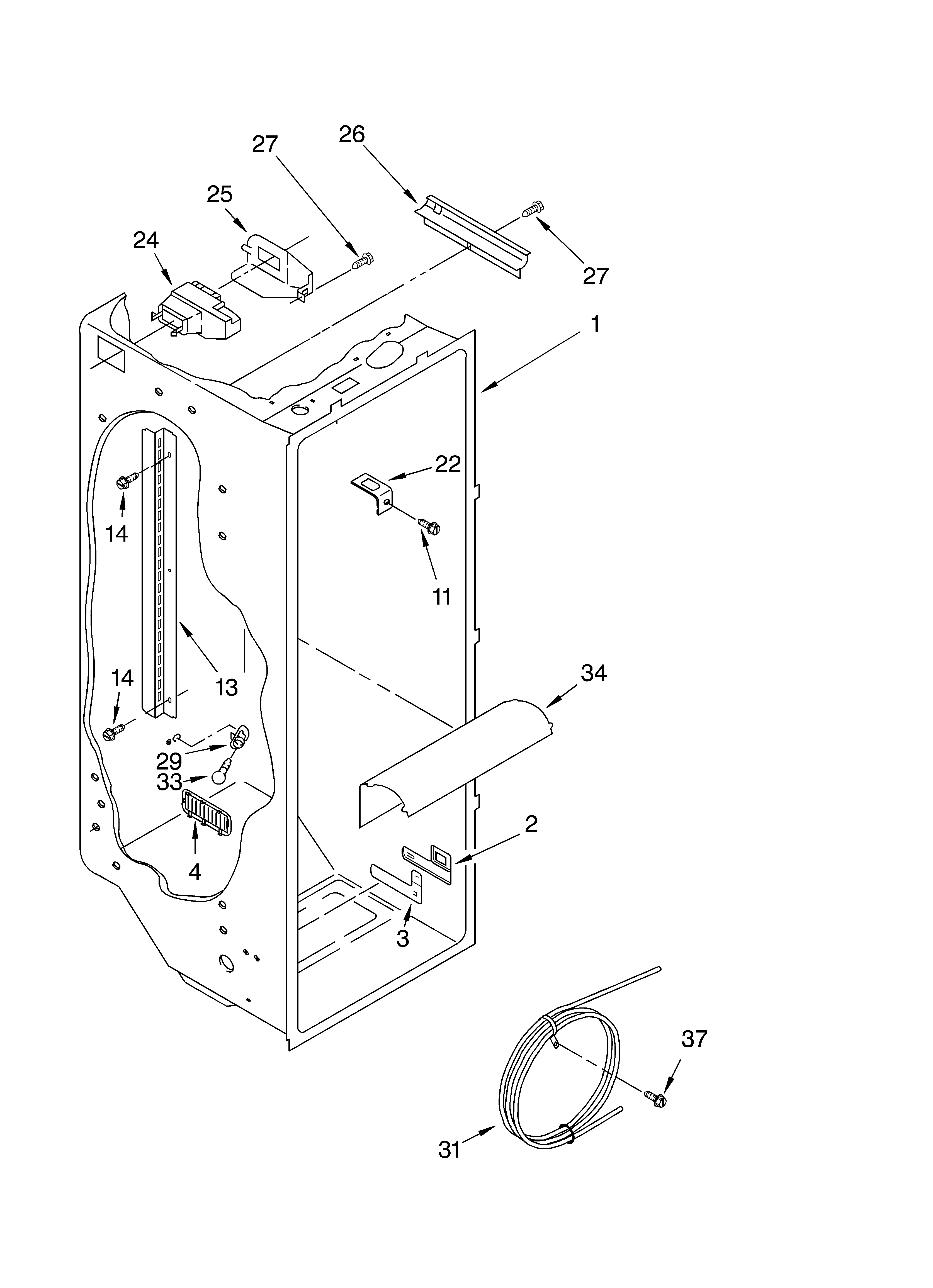 Whirlpool ED5FHGXKT03 refrigerator liner parts diagram