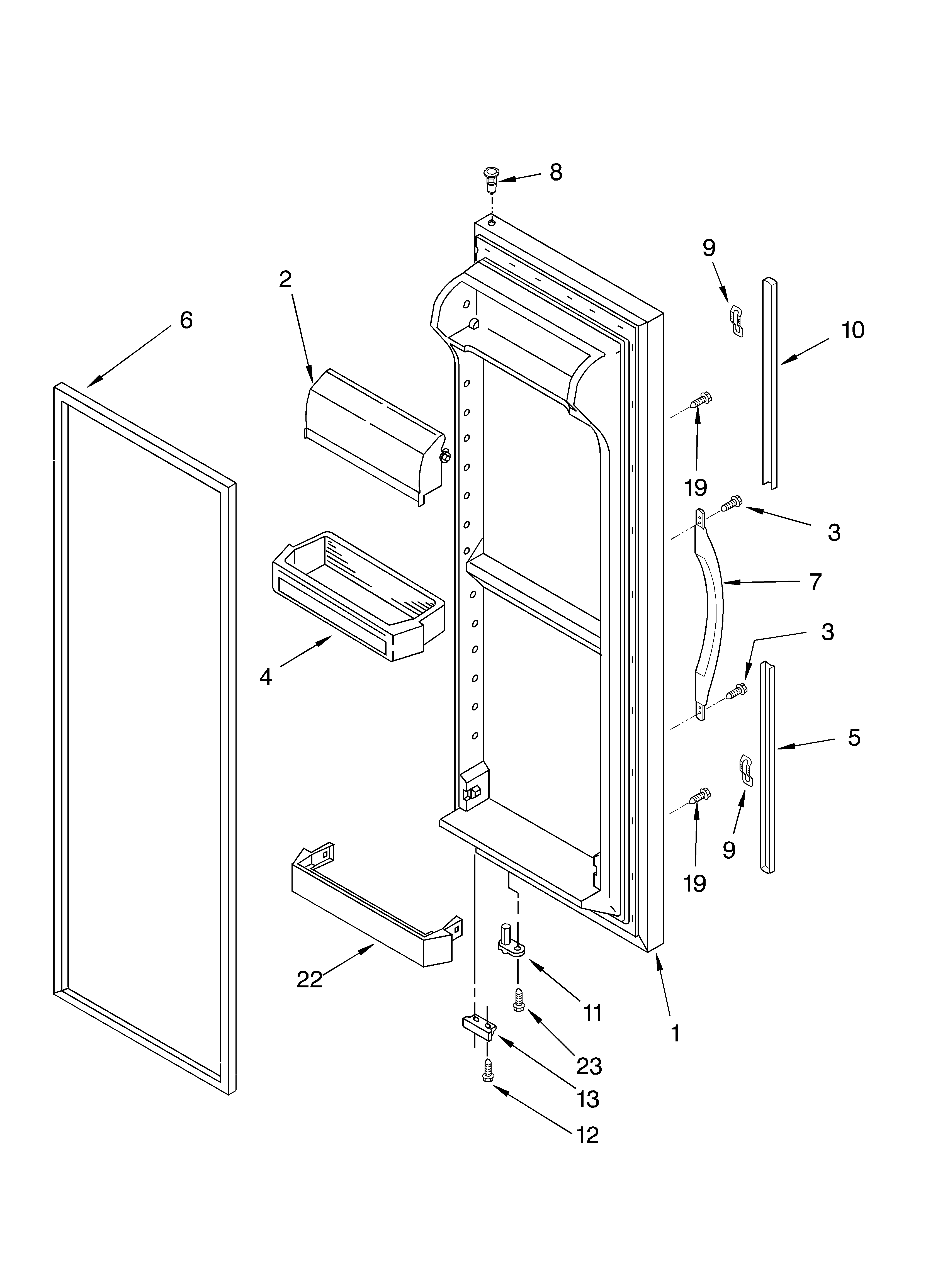 Whirlpool ED5FHGXKT03 refrigerator door parts diagram