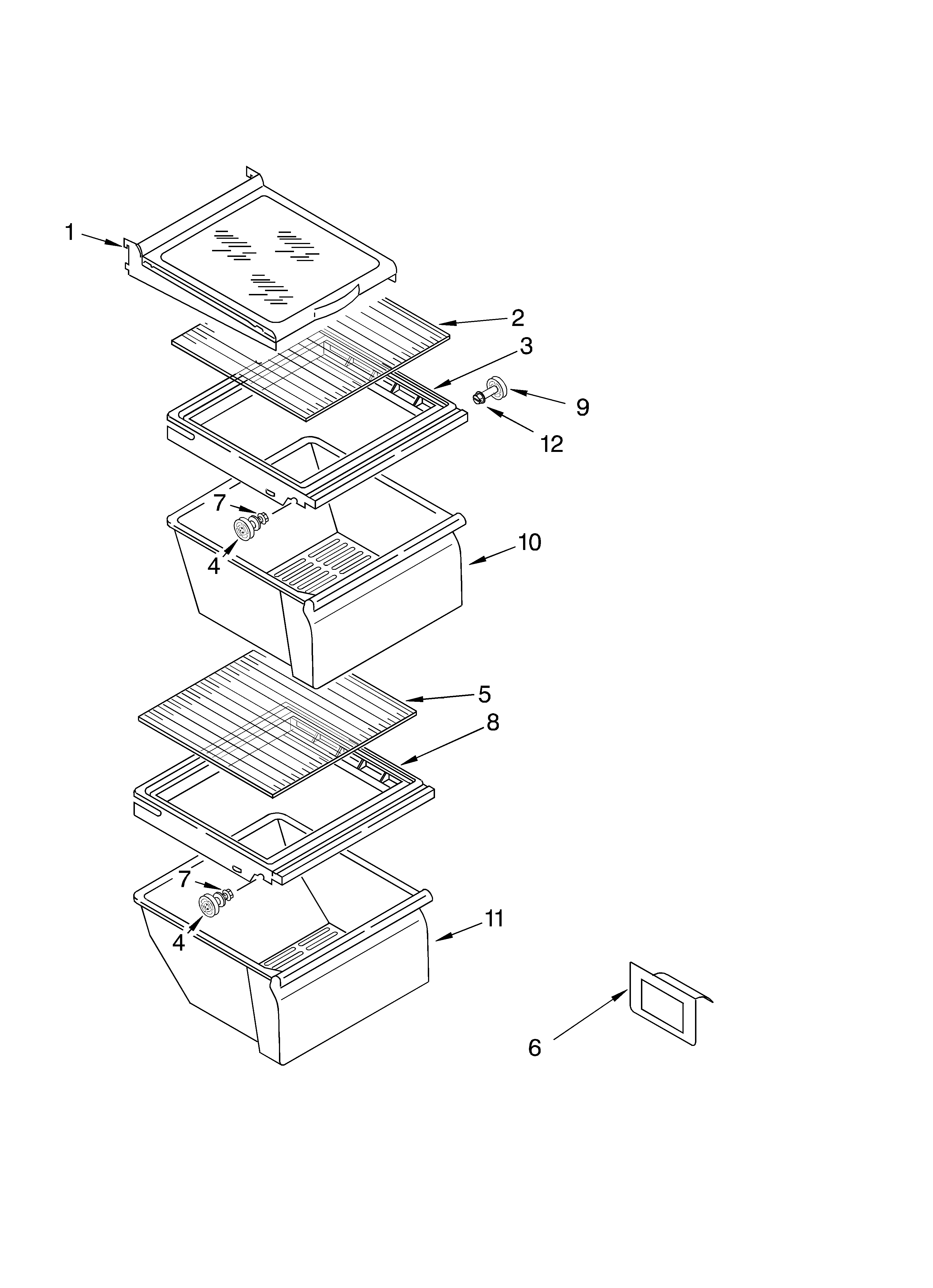 Whirlpool ED5FTGXKT02 refrigerator shelf parts diagram