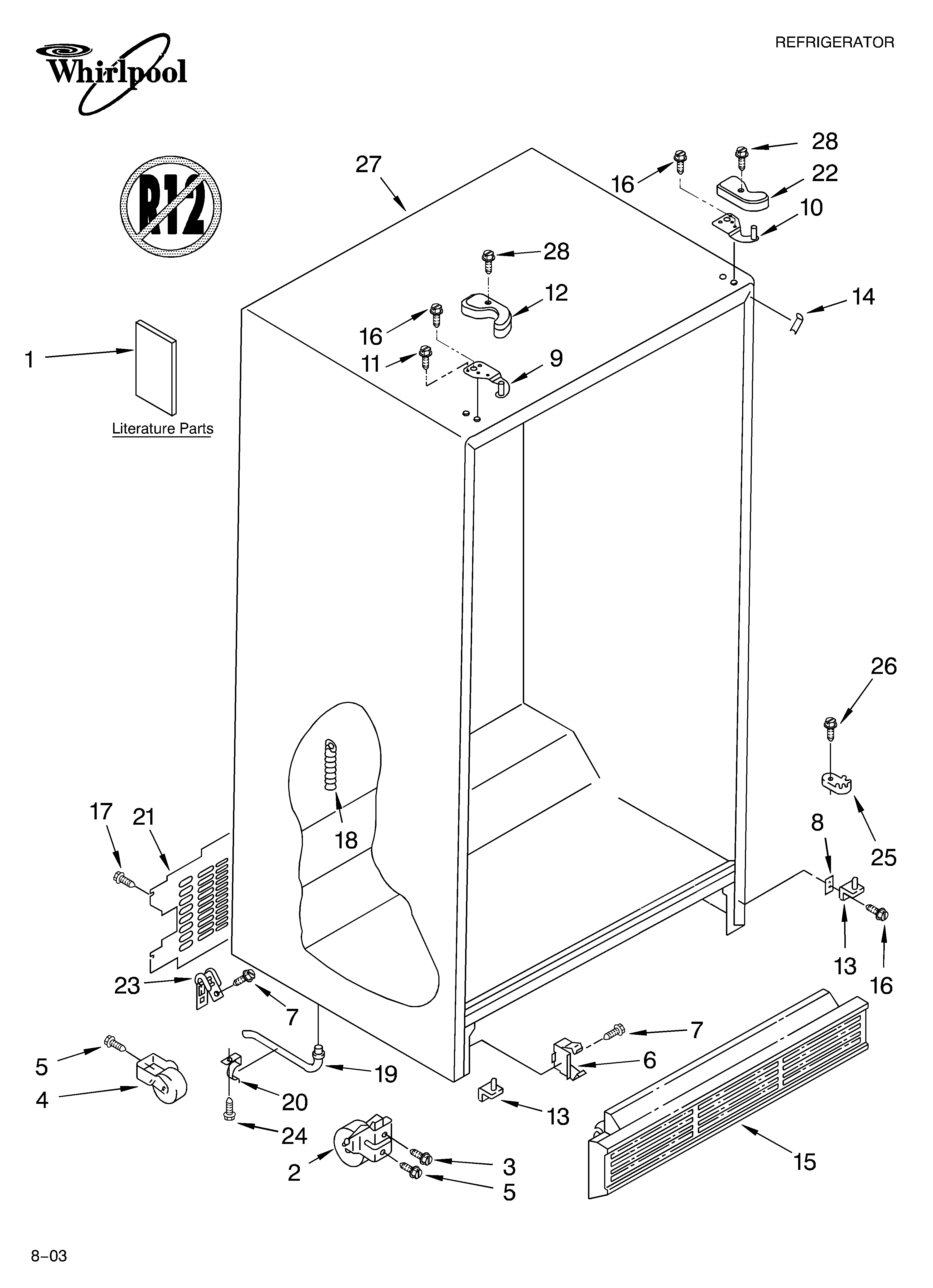 Whirlpool ED5GTQXKT02 cabinet parts diagram