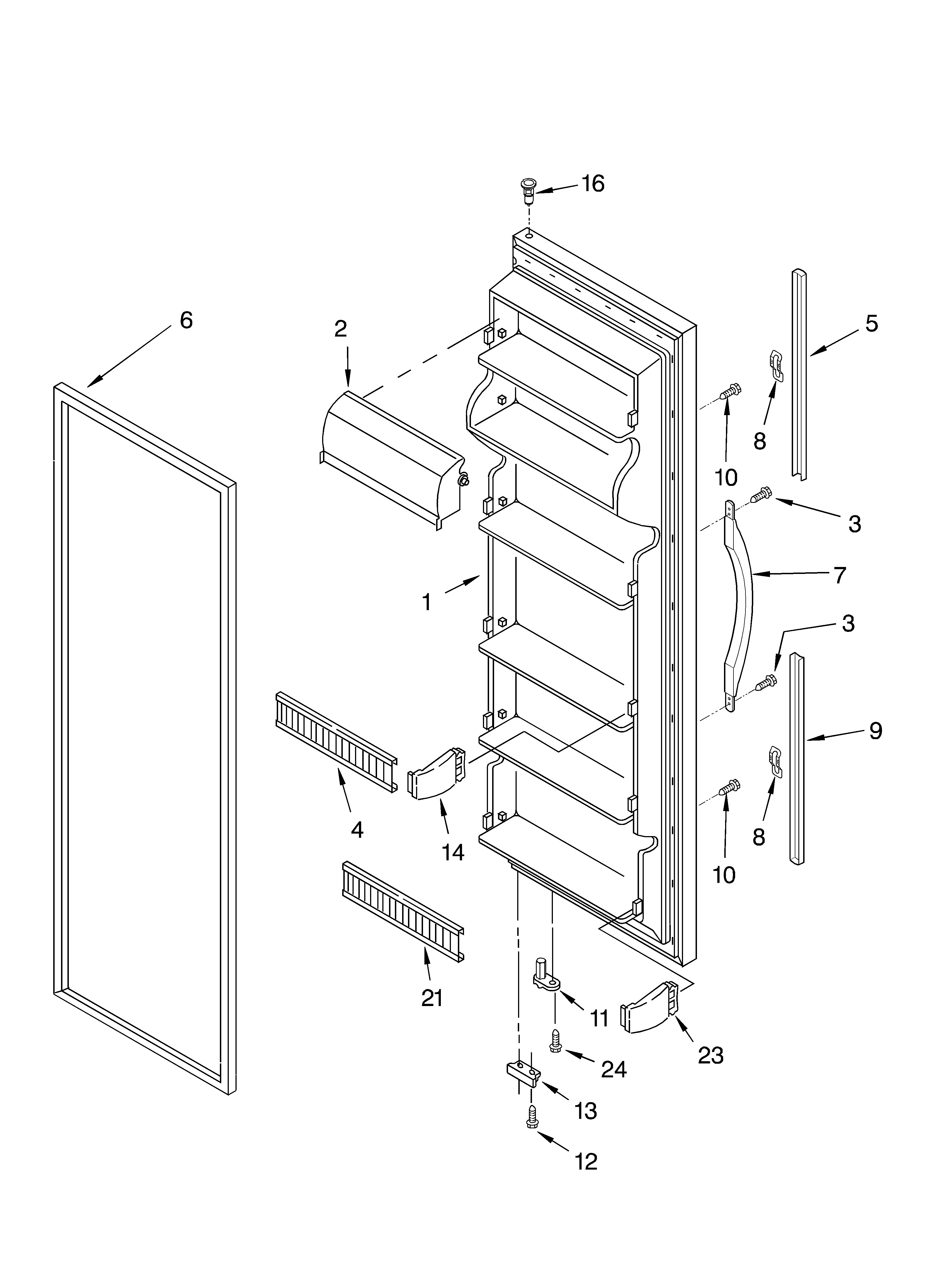 Whirlpool ED5GTQXKT02 refrigerator door parts diagram