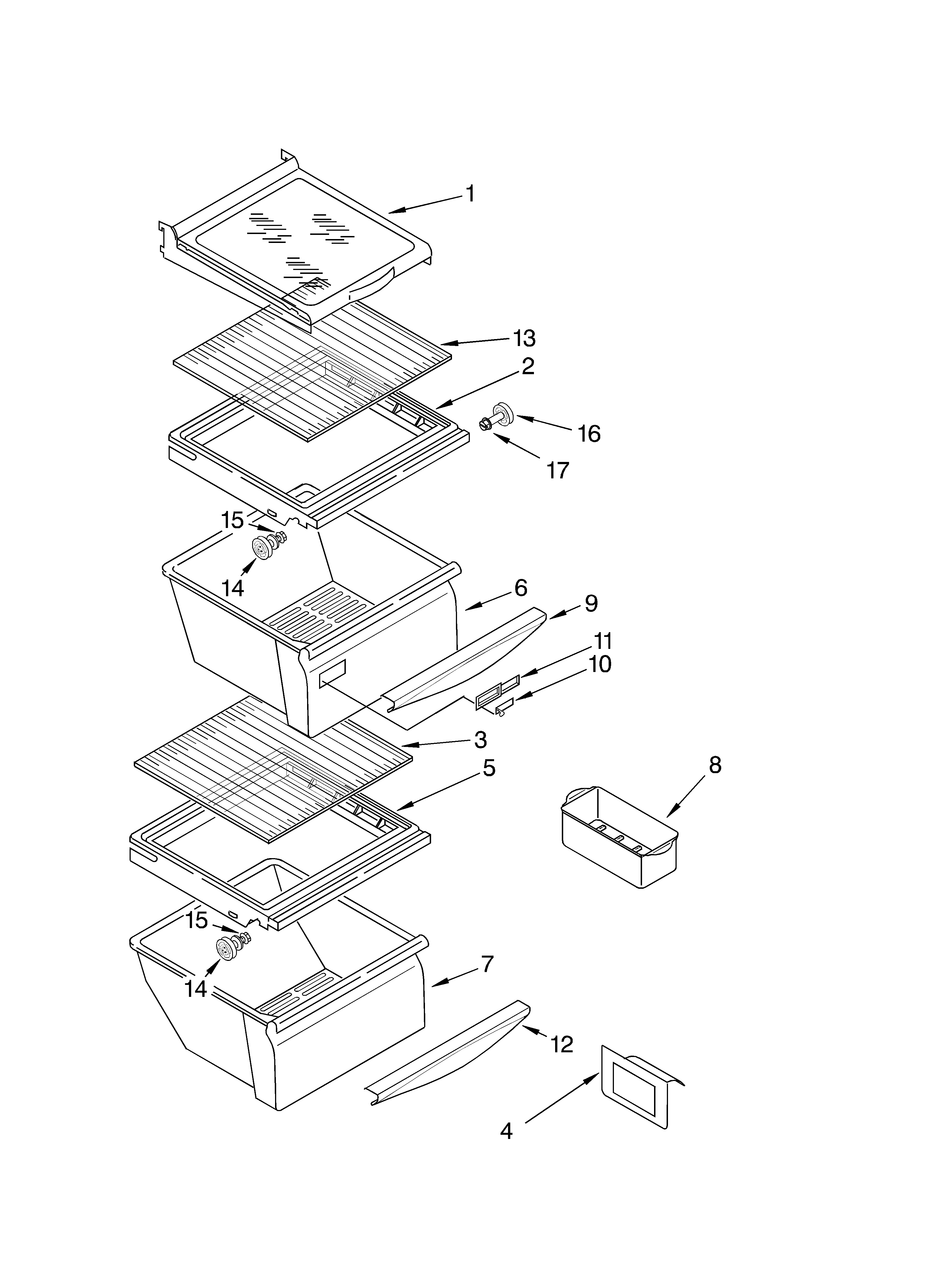 Whirlpool ED5NHGXMQ00 refrigerator shelf parts diagram