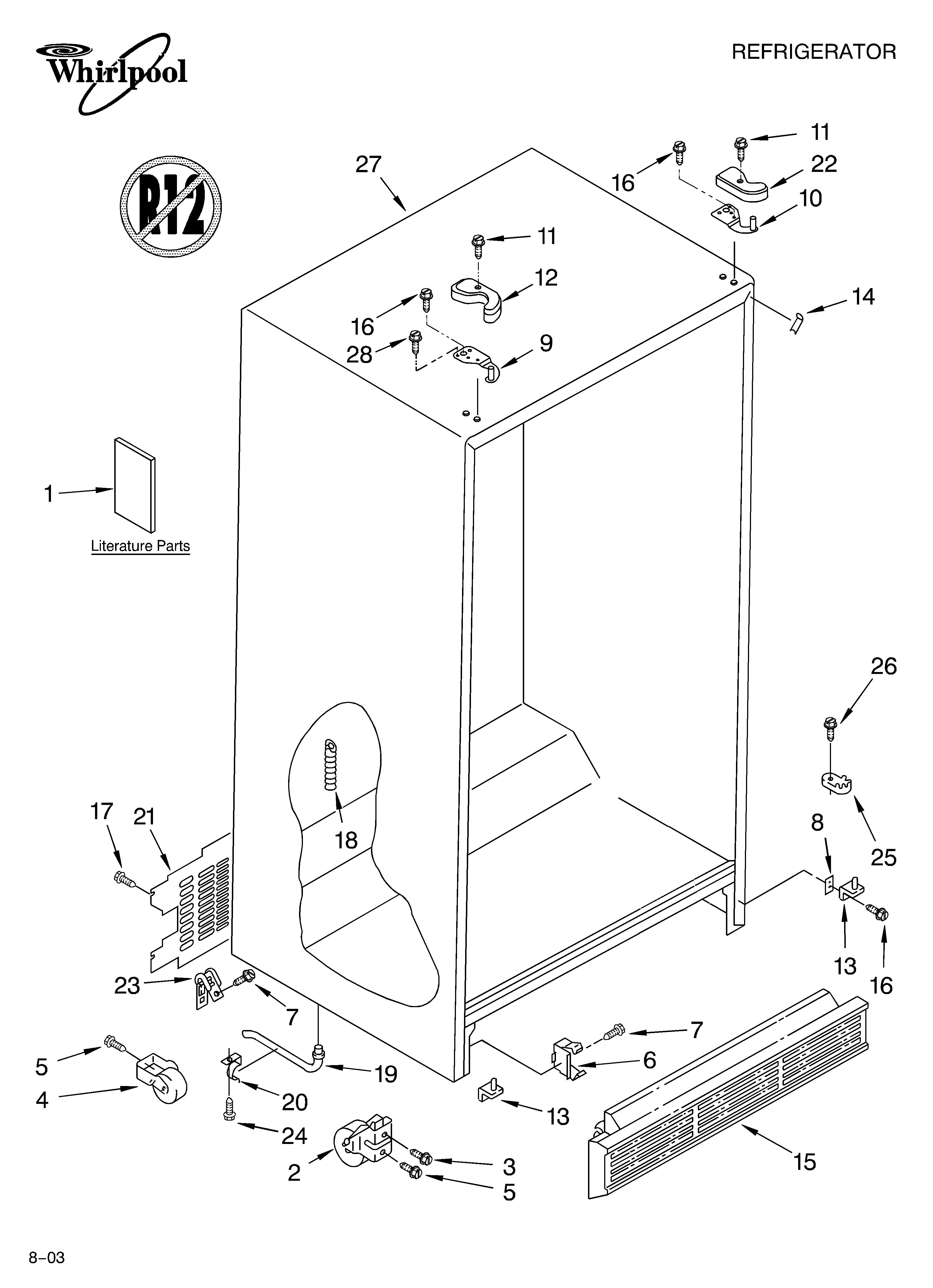 Whirlpool ED5NTQXKT02 cabinet parts diagram