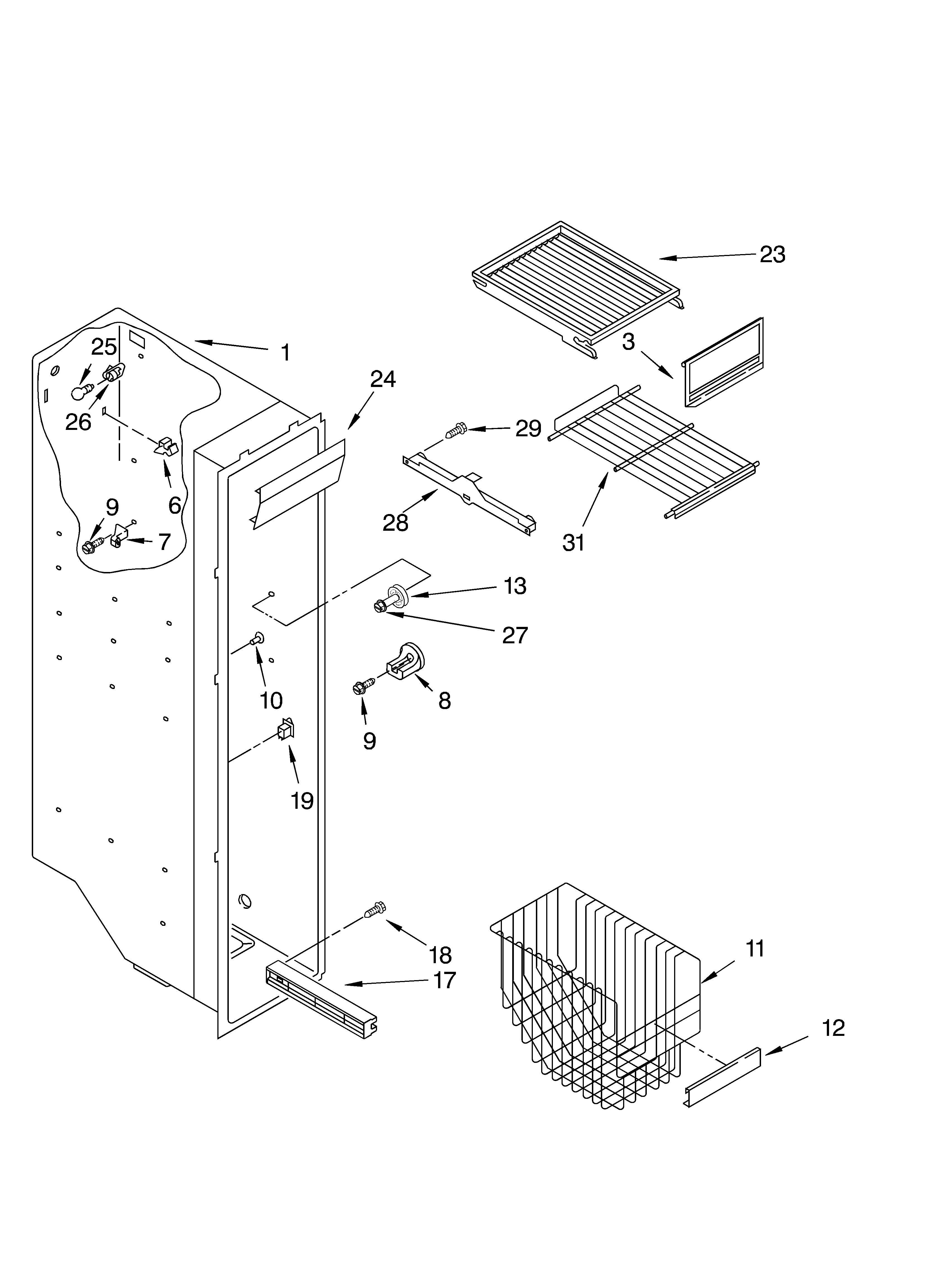 Whirlpool ED5NTQXKT02 freezer liner parts diagram