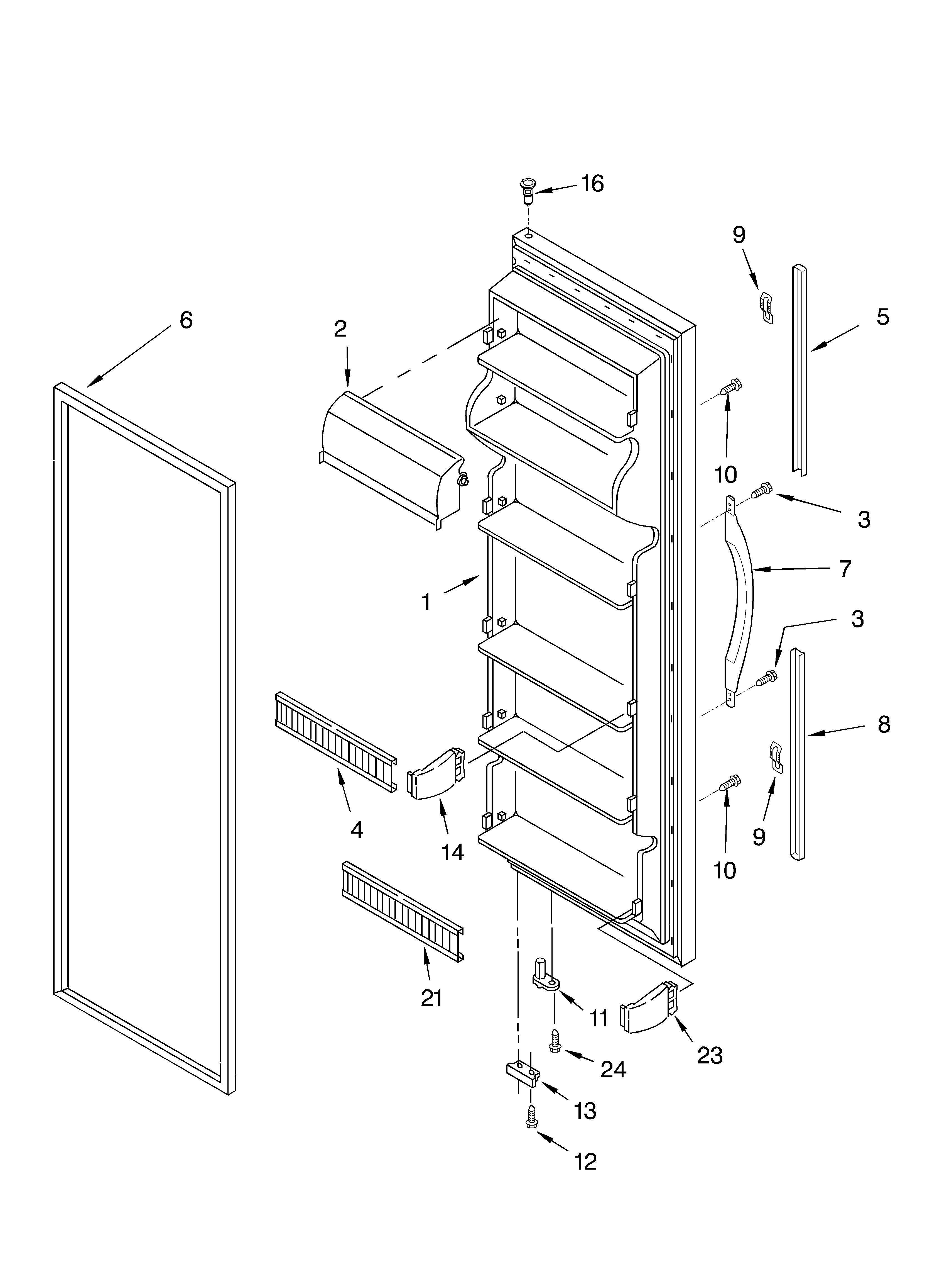 Whirlpool ED5NTQXKT02 refrigerator door parts diagram