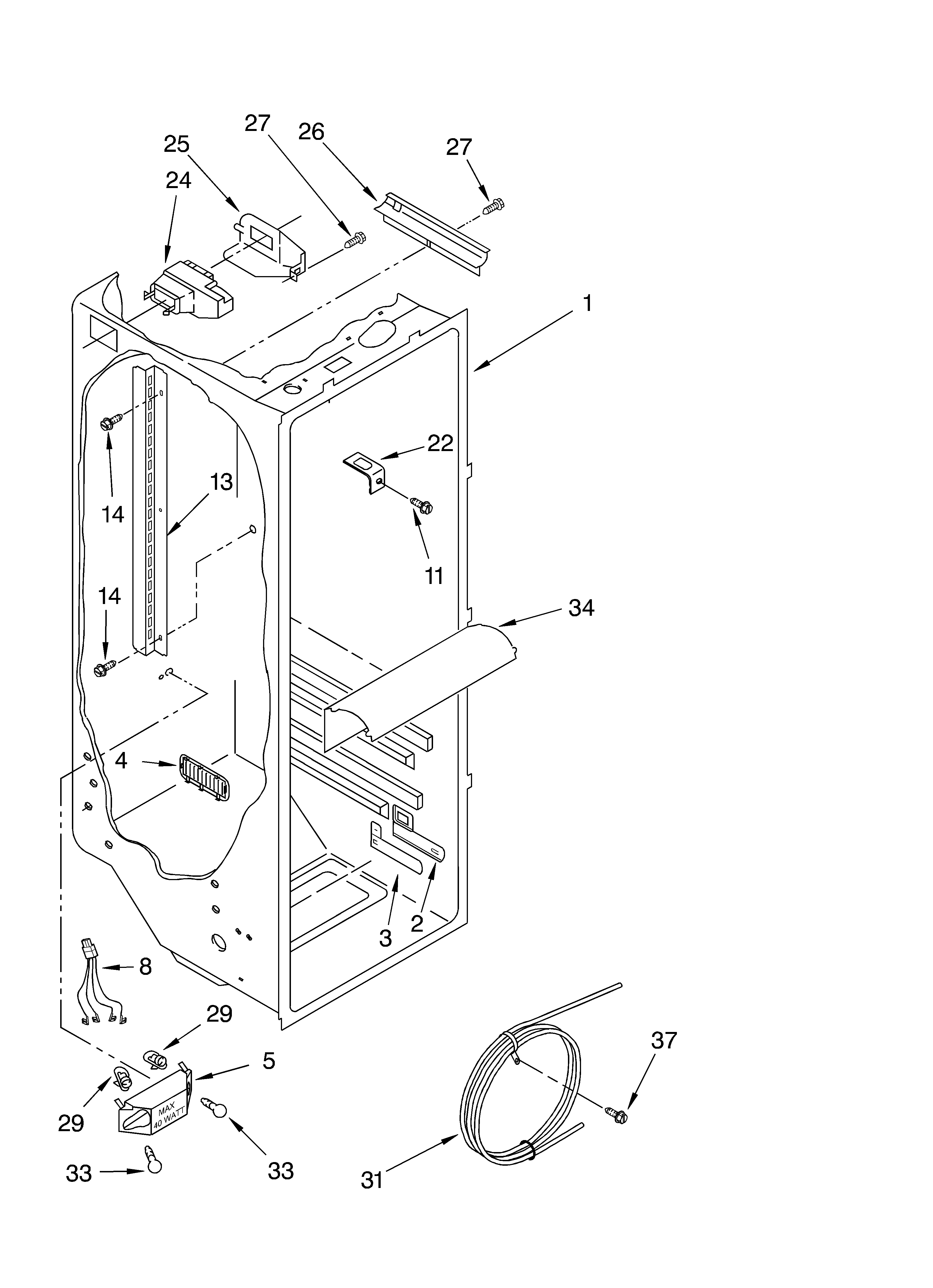 Whirlpool ED5RHGXMQ00 refrigerator liner parts diagram