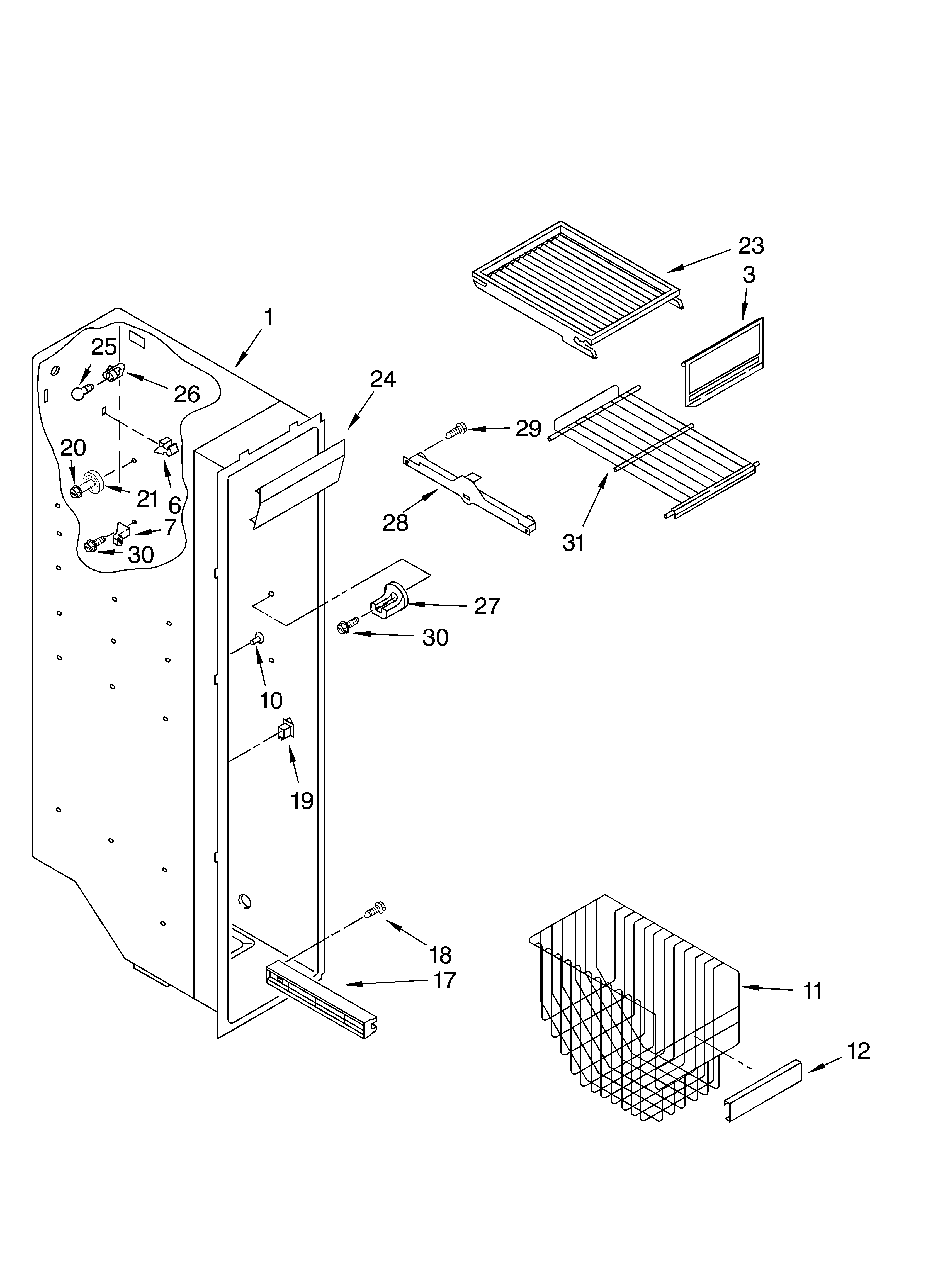 Whirlpool ED5RHGXMQ00 freezer liner parts diagram