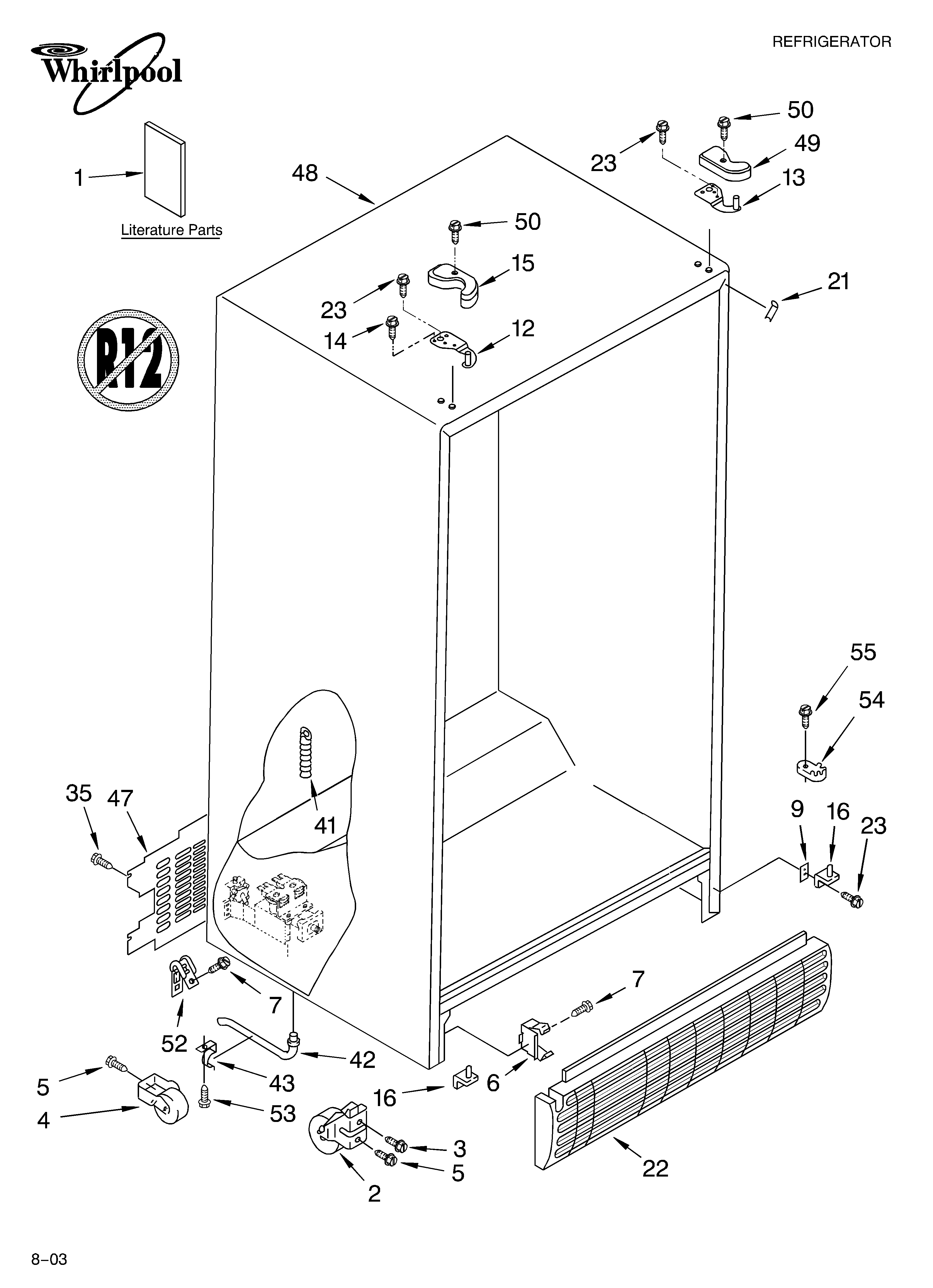 Whirlpool ED5SHEXKT01 cabinet parts diagram