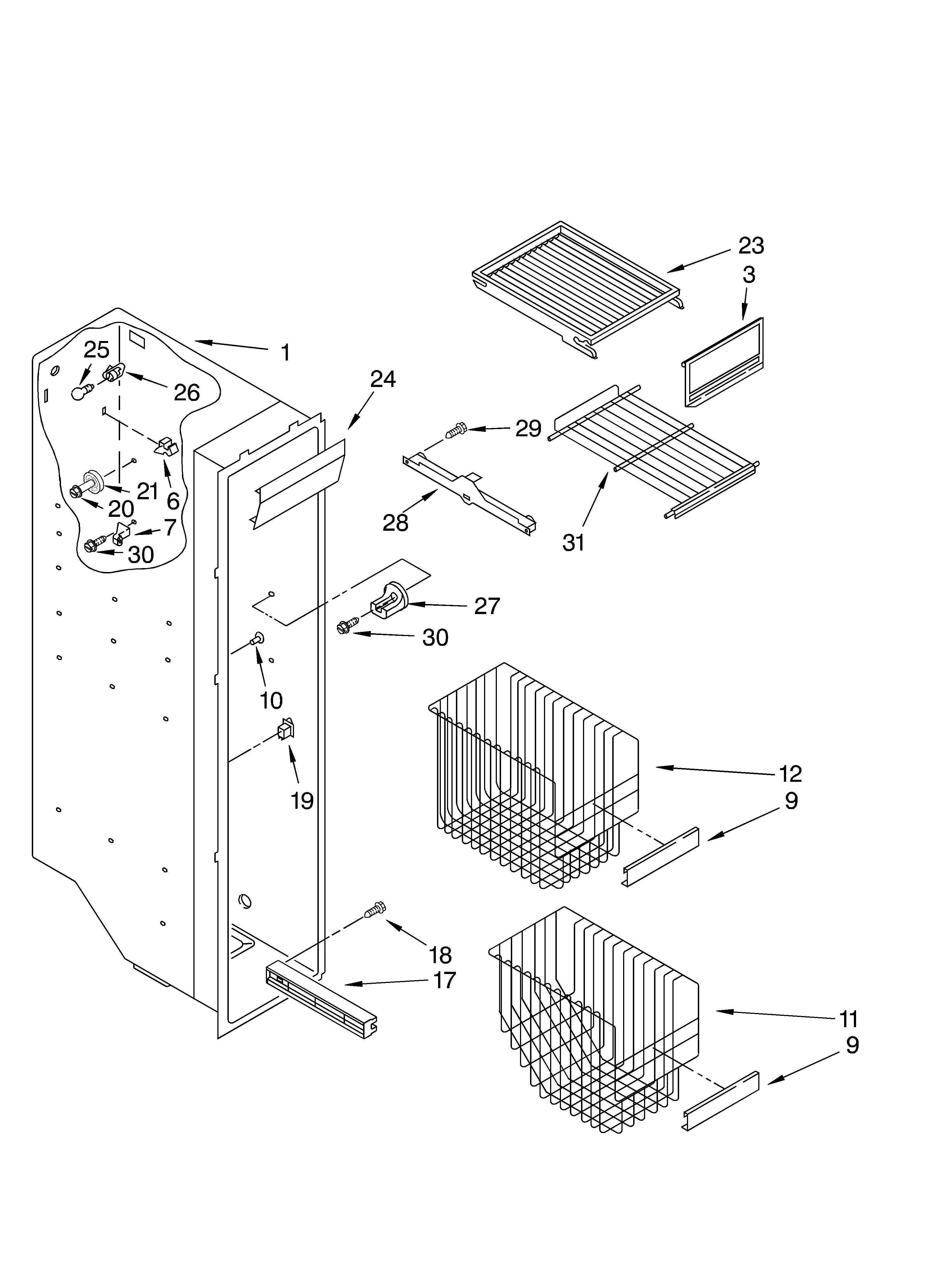 Whirlpool ED5SHEXMQ00 freezer liner parts diagram