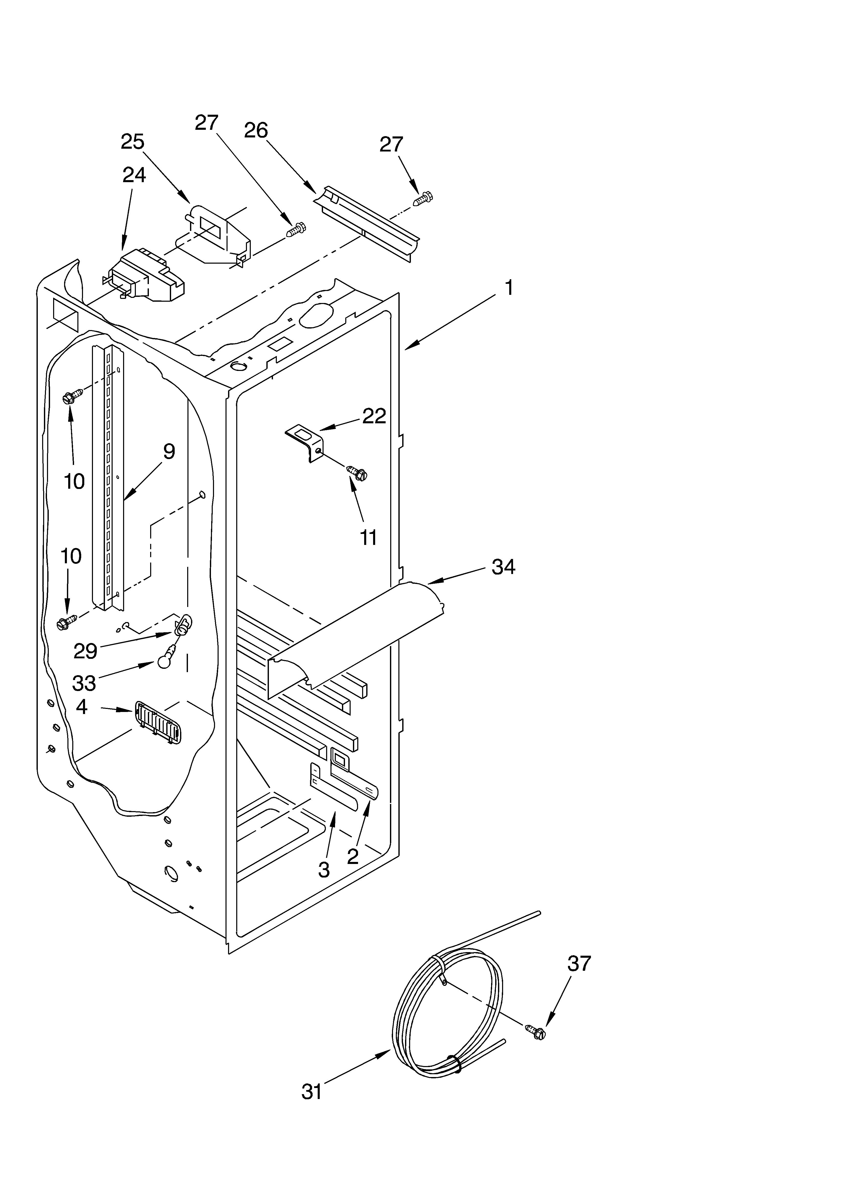 Whirlpool ED5YHGXLQ00 refrigerator liner parts diagram