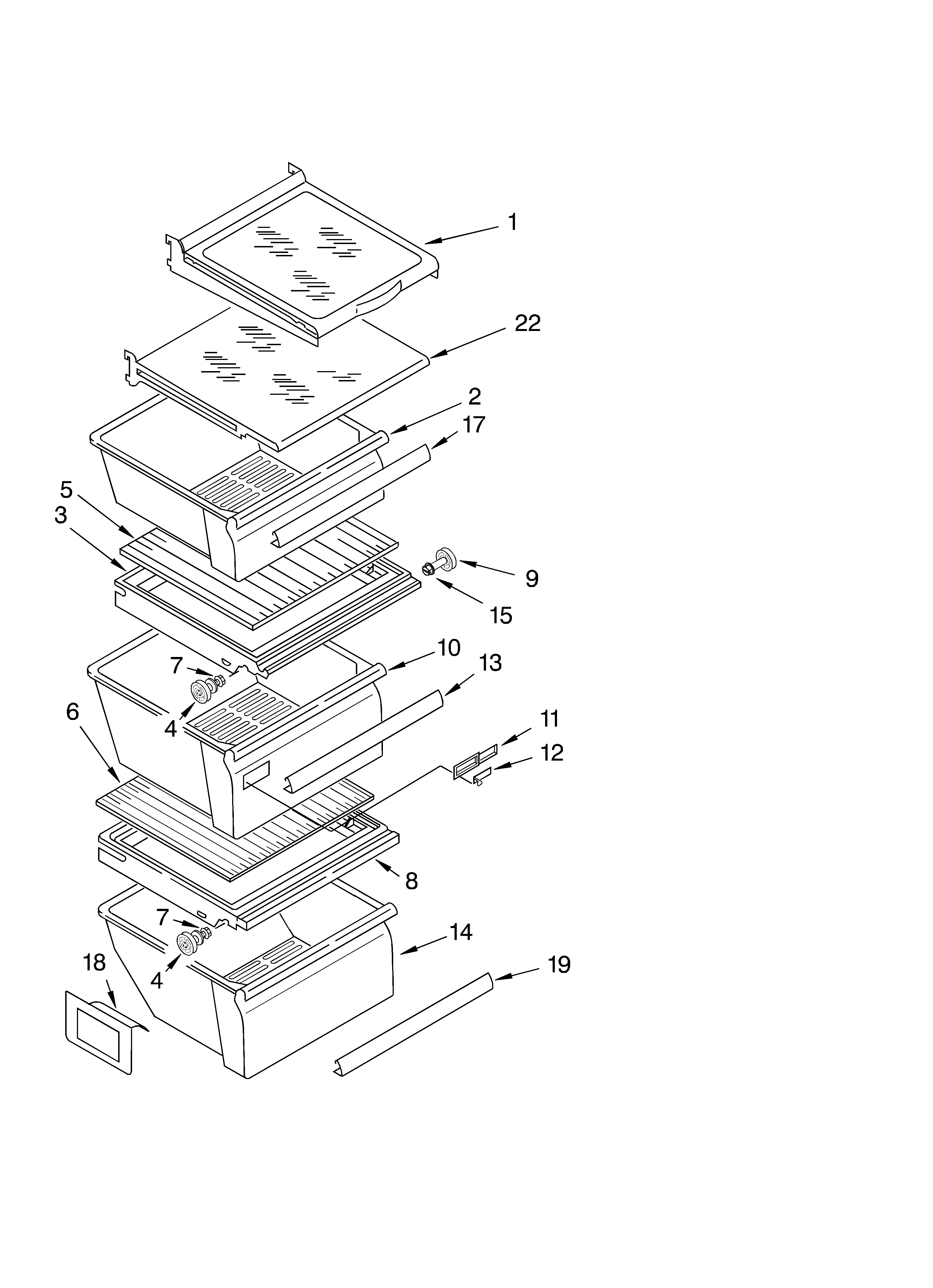 Whirlpool ED5YHGXLQ00 refrigerator shelf parts diagram