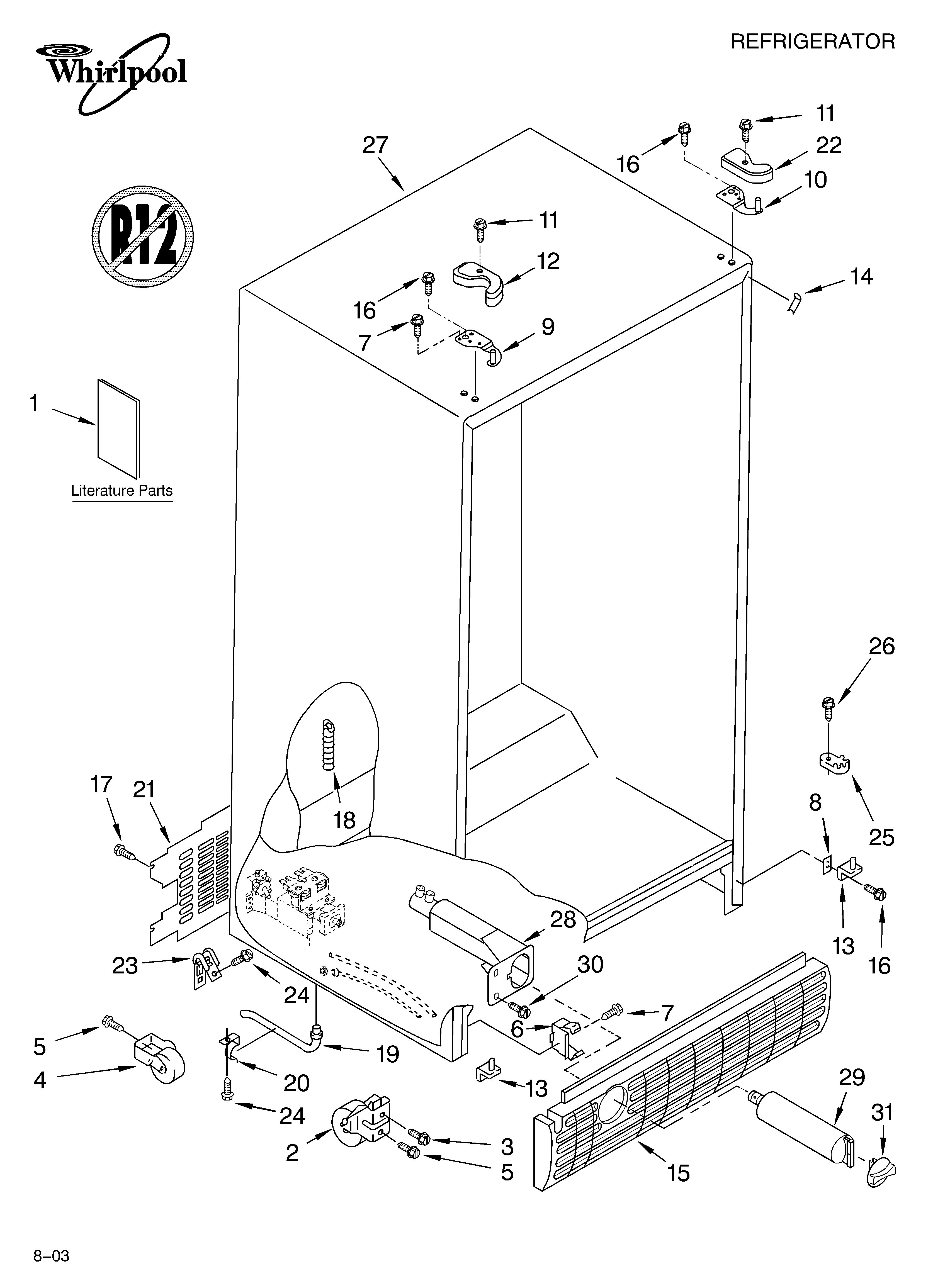 Whirlpool ED7FHGXKQ01 cabinet parts diagram