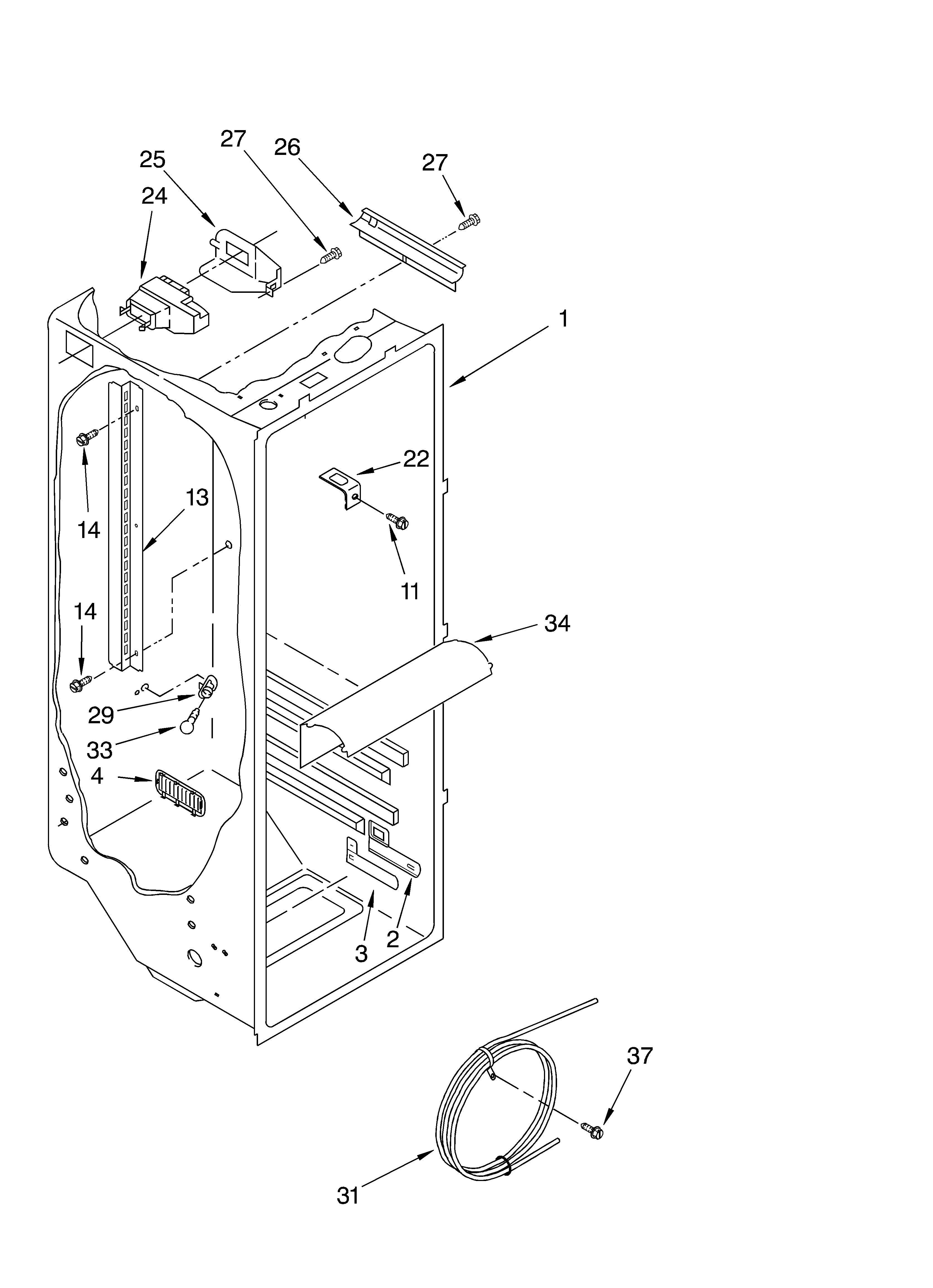 Whirlpool ED7FHGXKQ01 refrigerator liner parts diagram