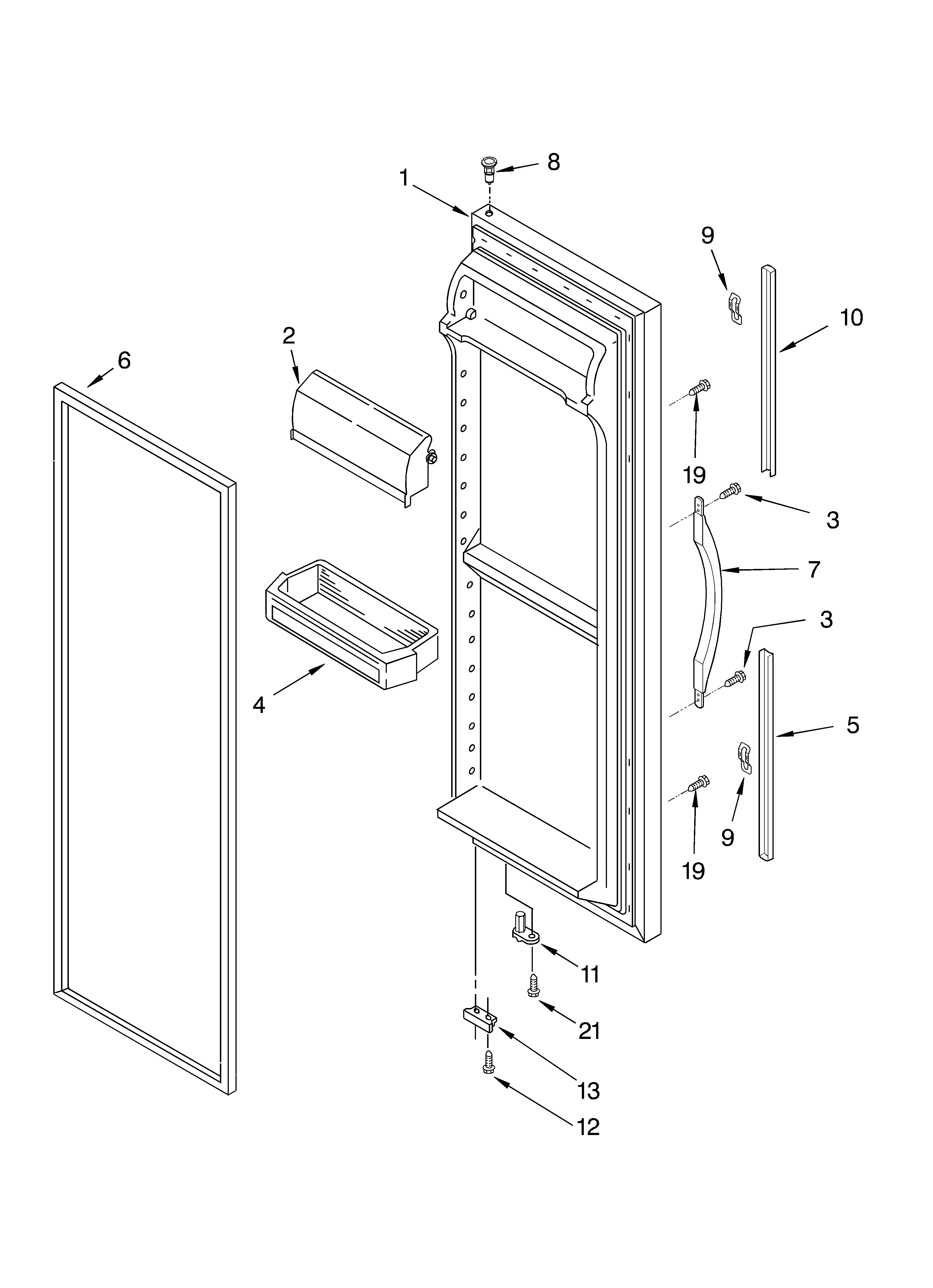 Whirlpool ED7FHGXKQ01 refrigerator door parts diagram