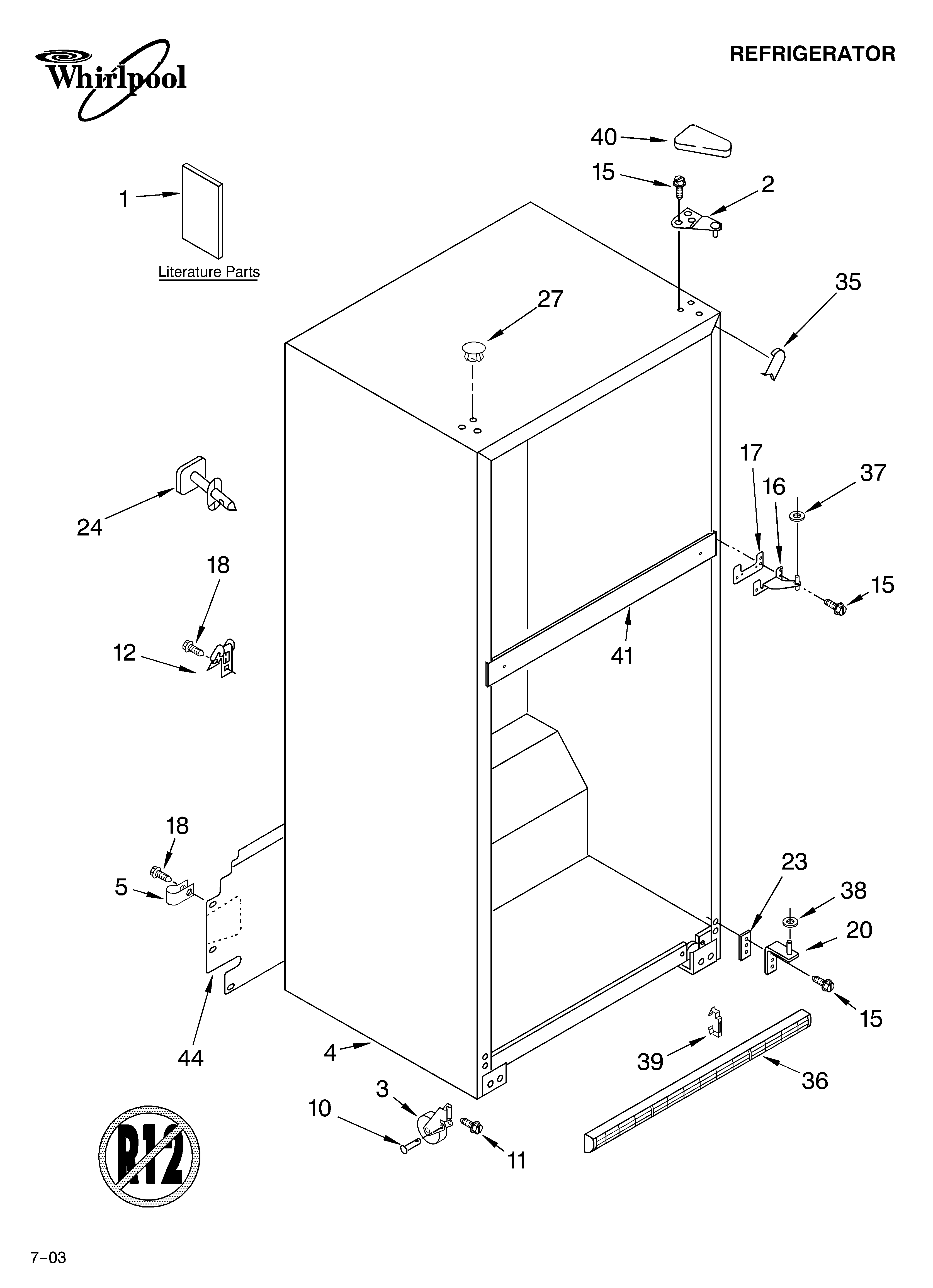 Whirlpool ET1CHMXKT08 cabinet parts diagram