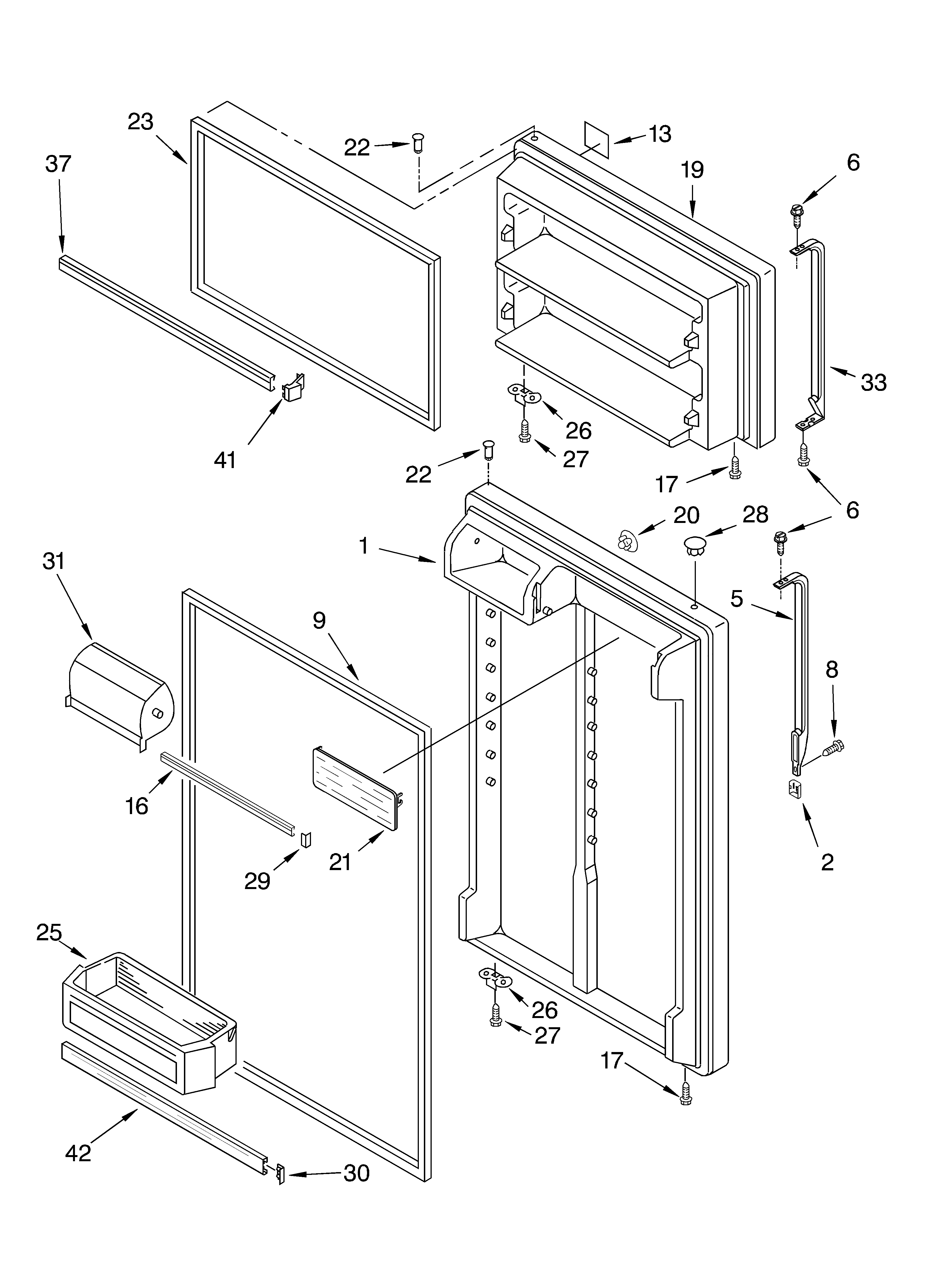 Whirlpool ET1CHMXKT08 door parts diagram