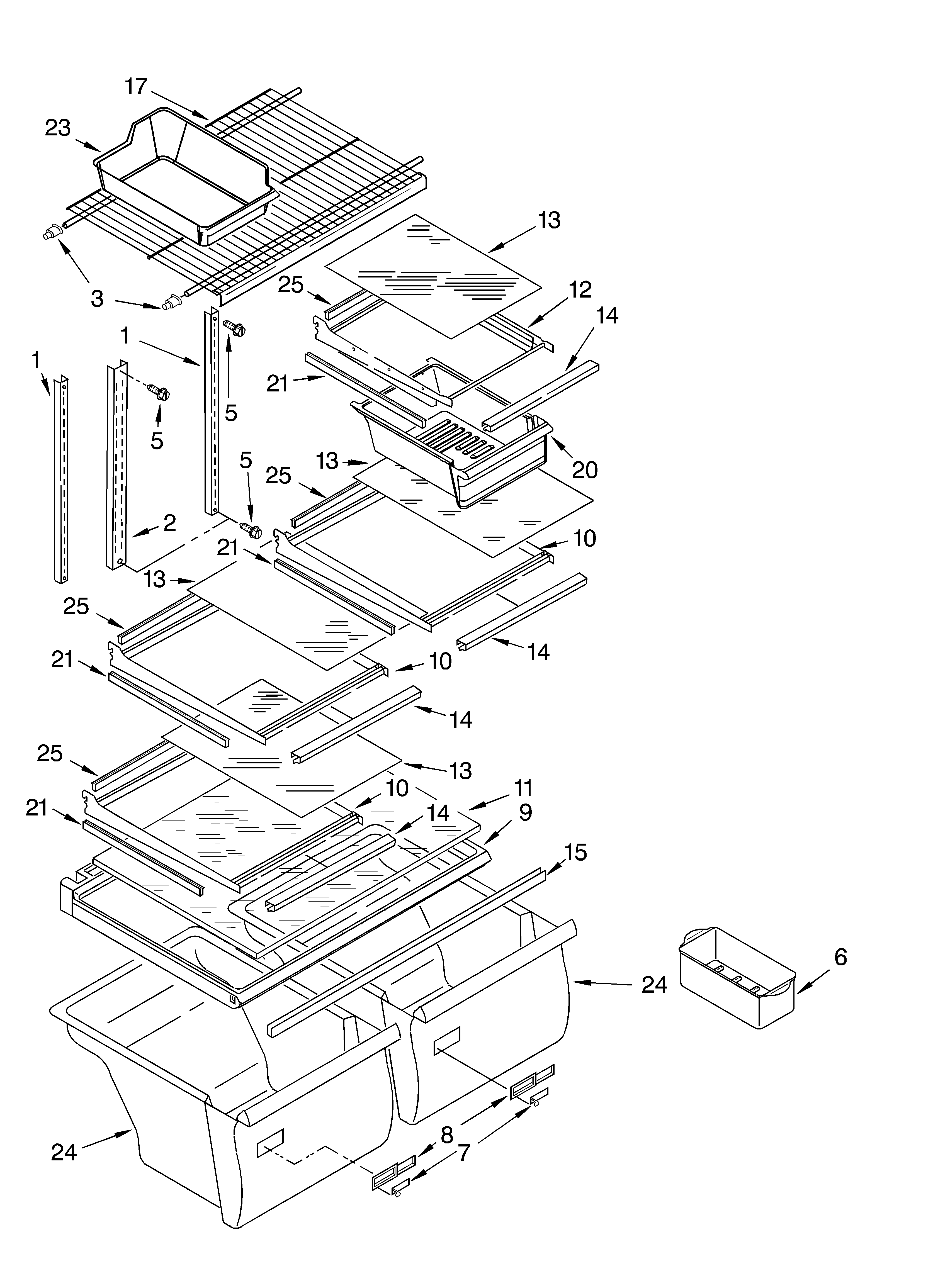 Whirlpool ET1CHMXKT08 shelf parts, optional parts diagram