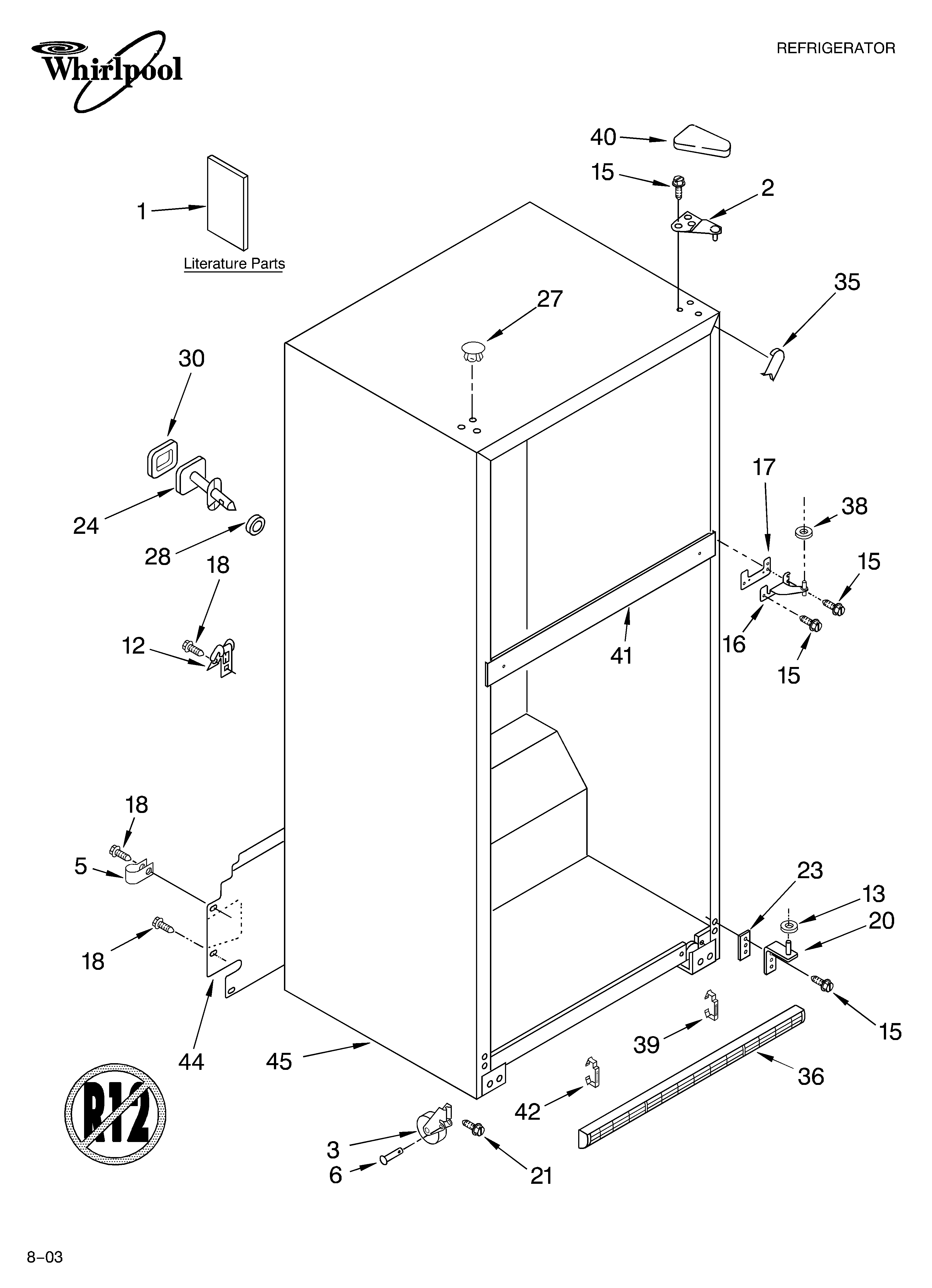 Whirlpool ET9AHTXLT01 cabinet parts diagram