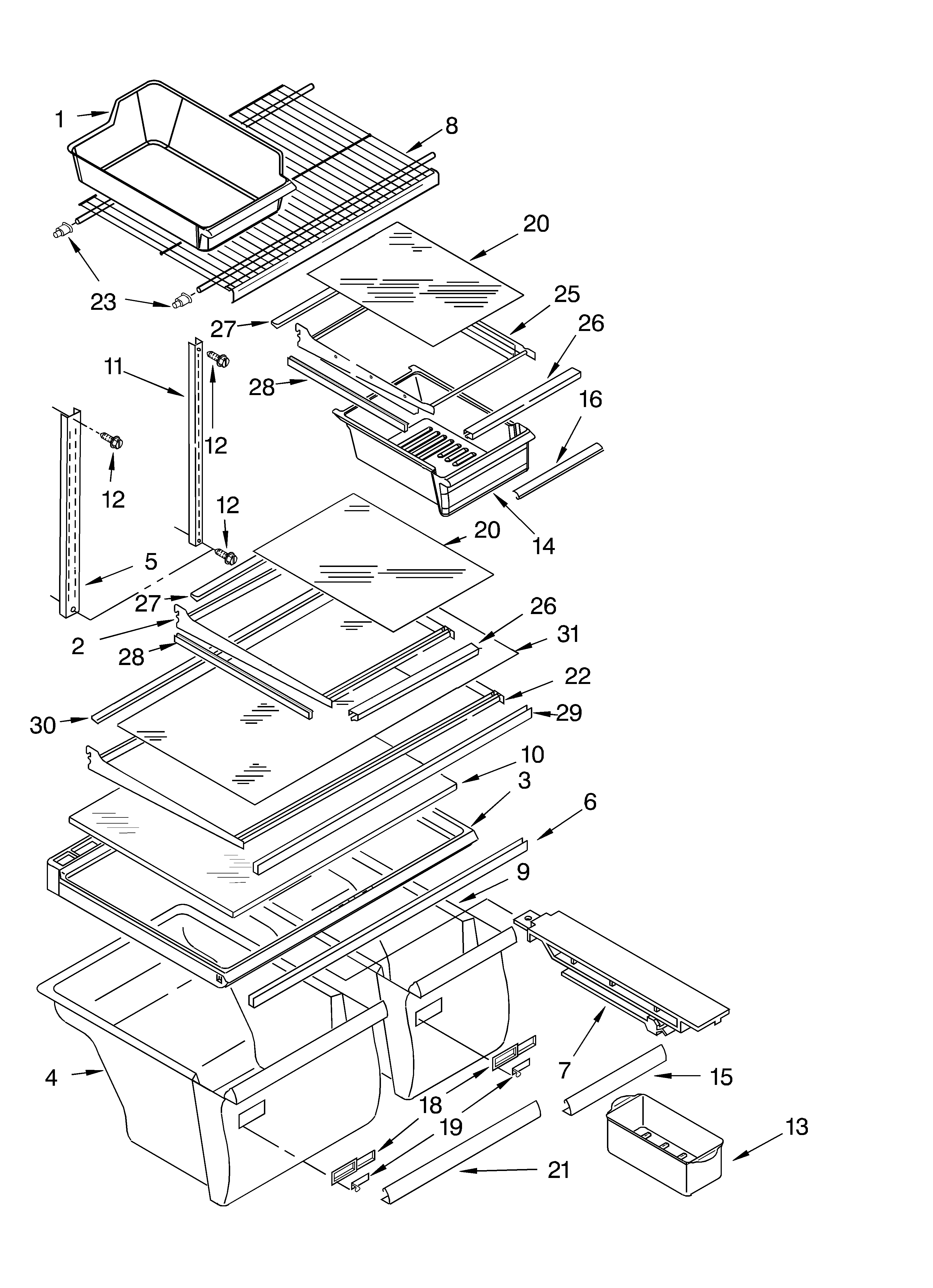 Whirlpool ET9AHTXLT01 shelf parts diagram