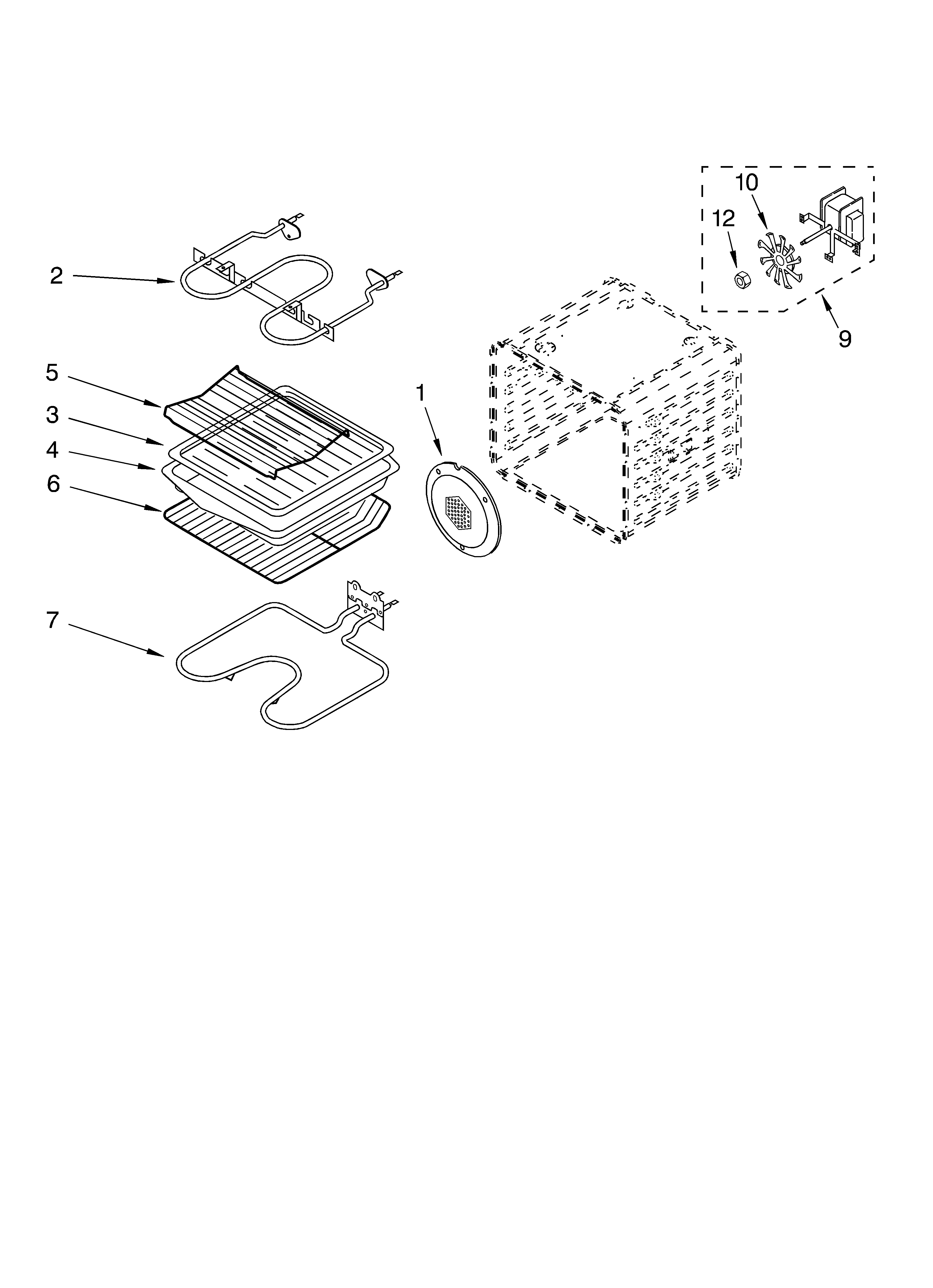 Whirlpool GBD307PDB09 internal oven parts diagram