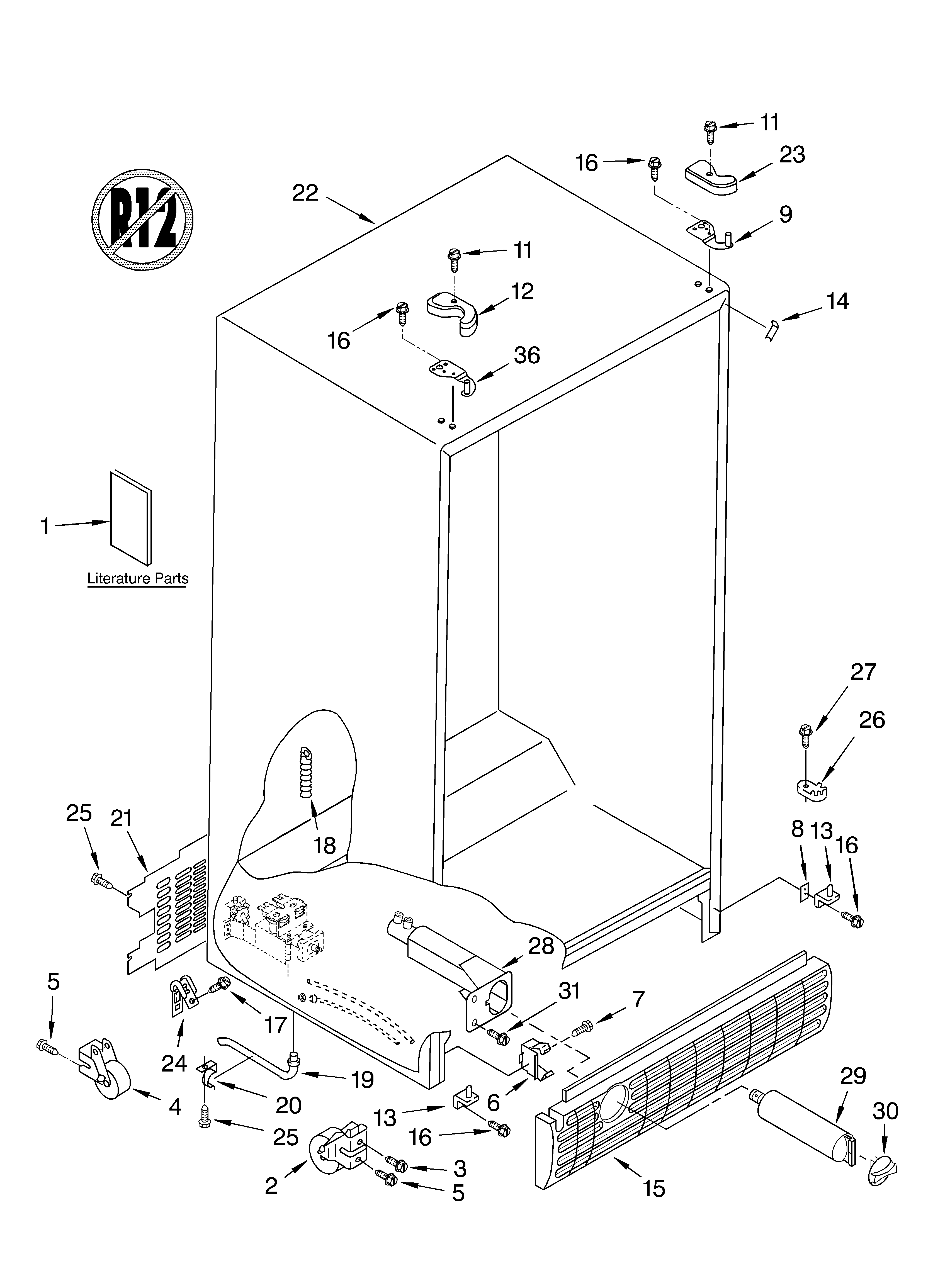 Whirlpool GD5PHAXLB01 cabinet parts diagram