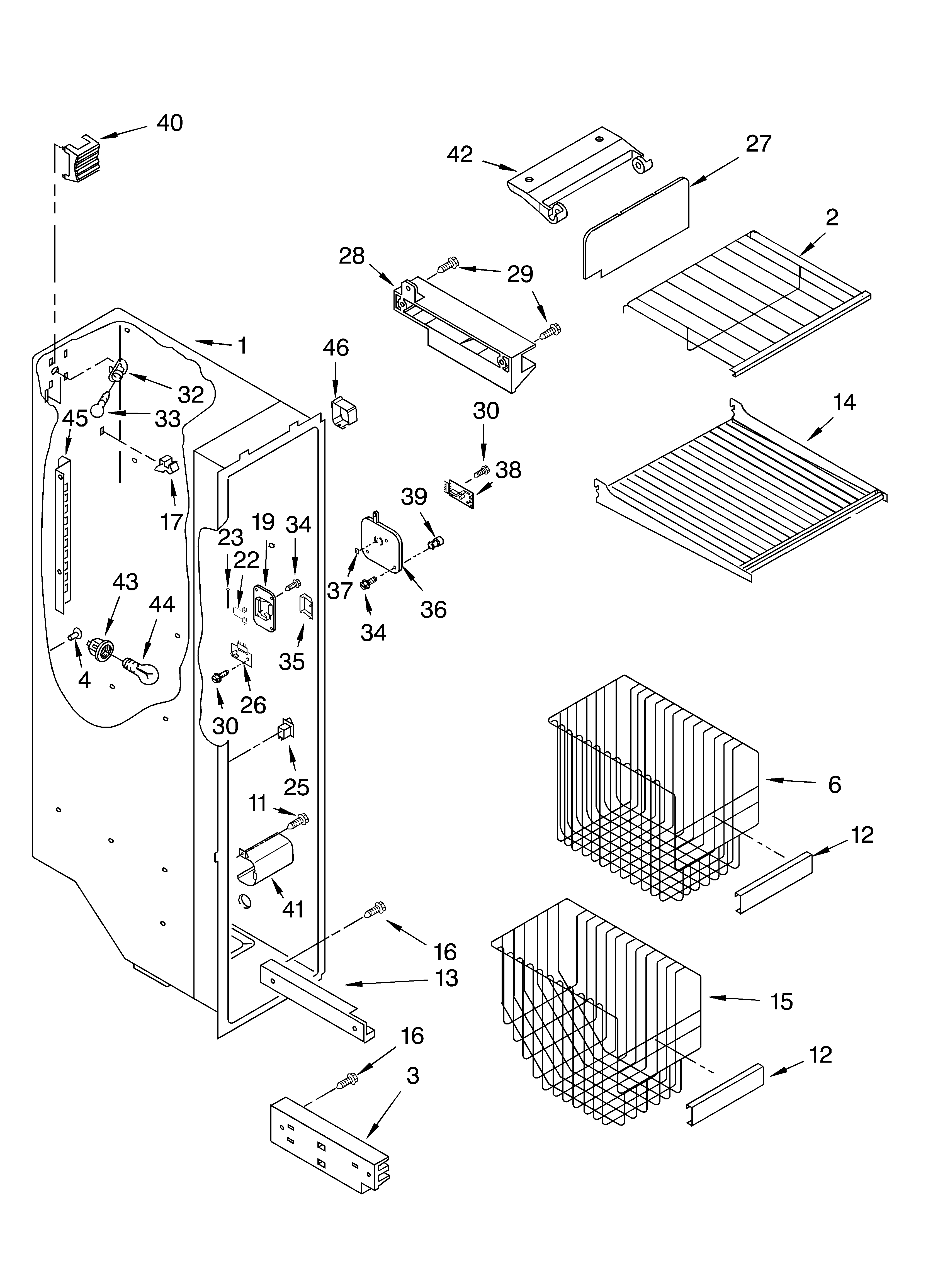 Whirlpool GD5PHAXLB01 freezer liner parts diagram
