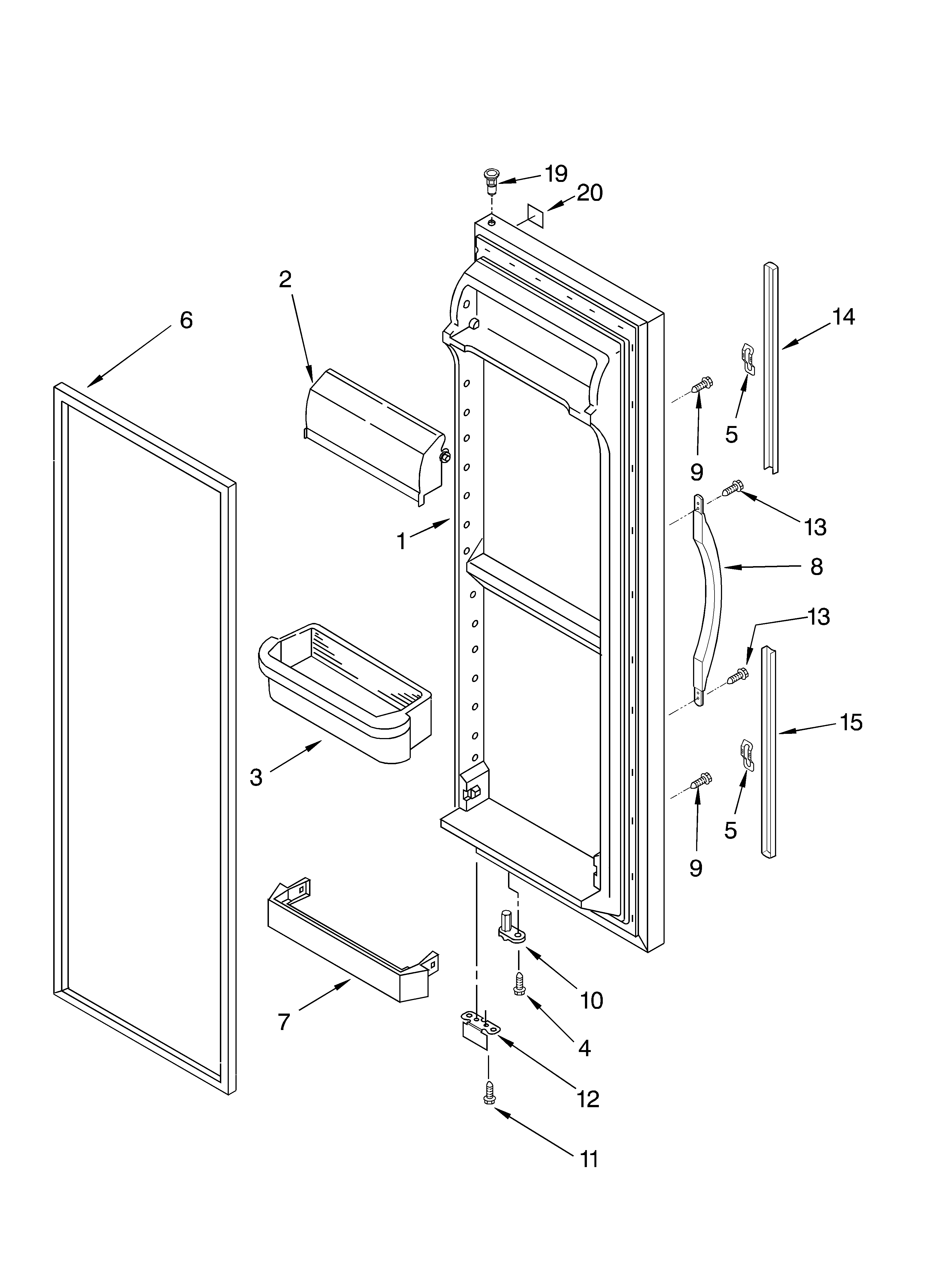 Whirlpool GD5PHAXLB01 refrigerator door parts diagram