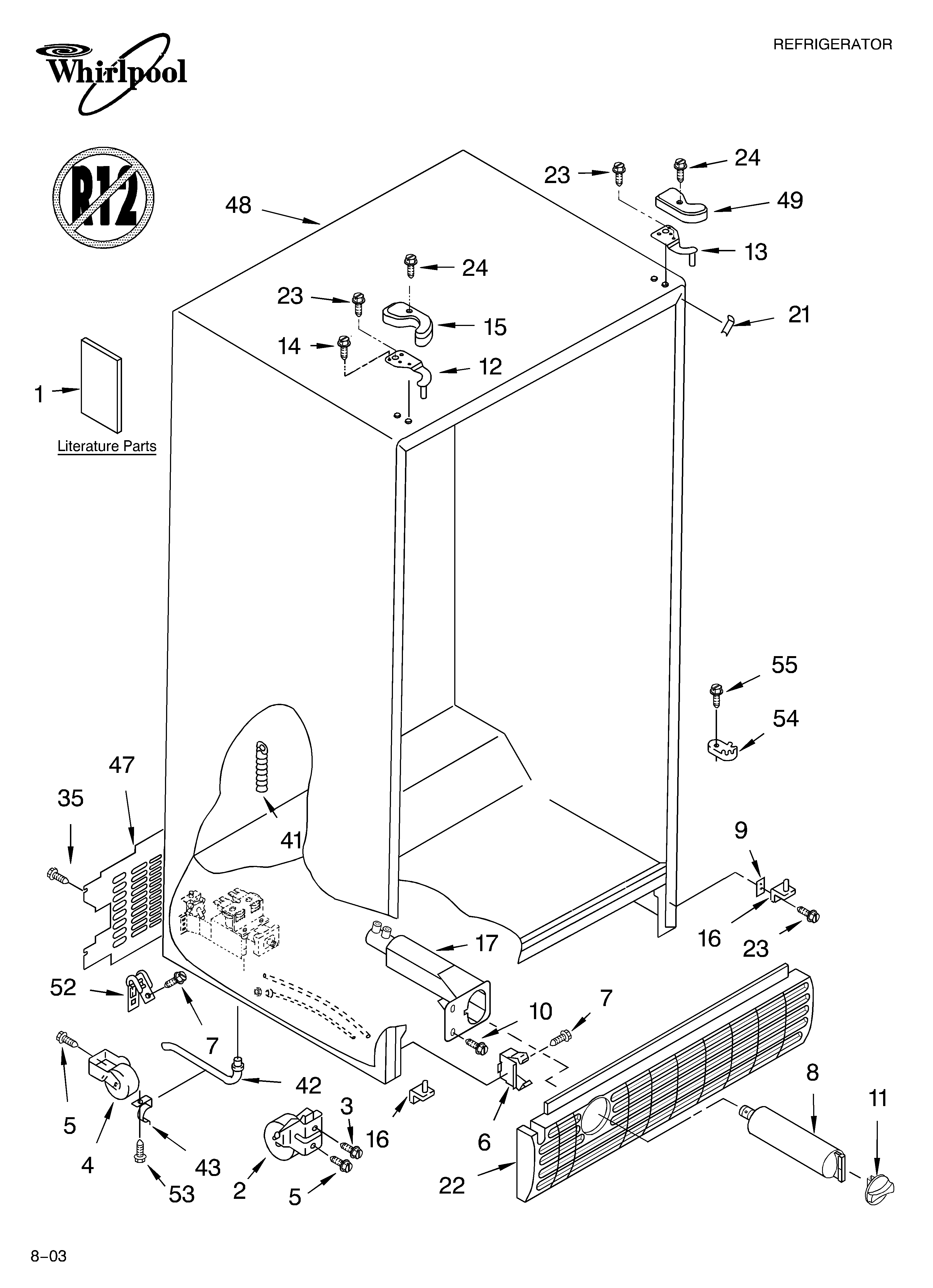 Whirlpool GD5SHGXLQ01 cabinet parts diagram