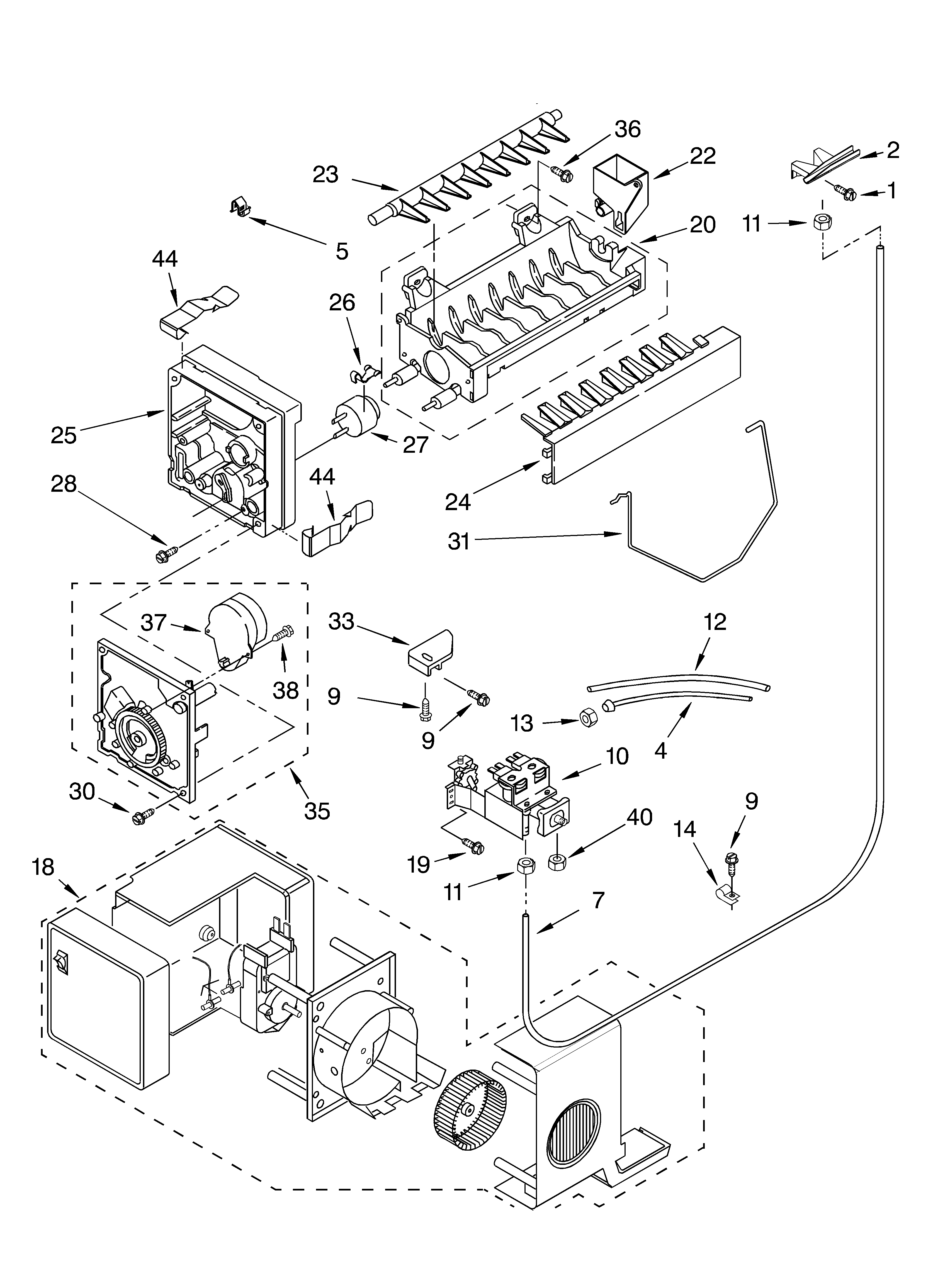 Whirlpool GD5SHGXLQ01 icemaker parts, parts not illustrated diagram