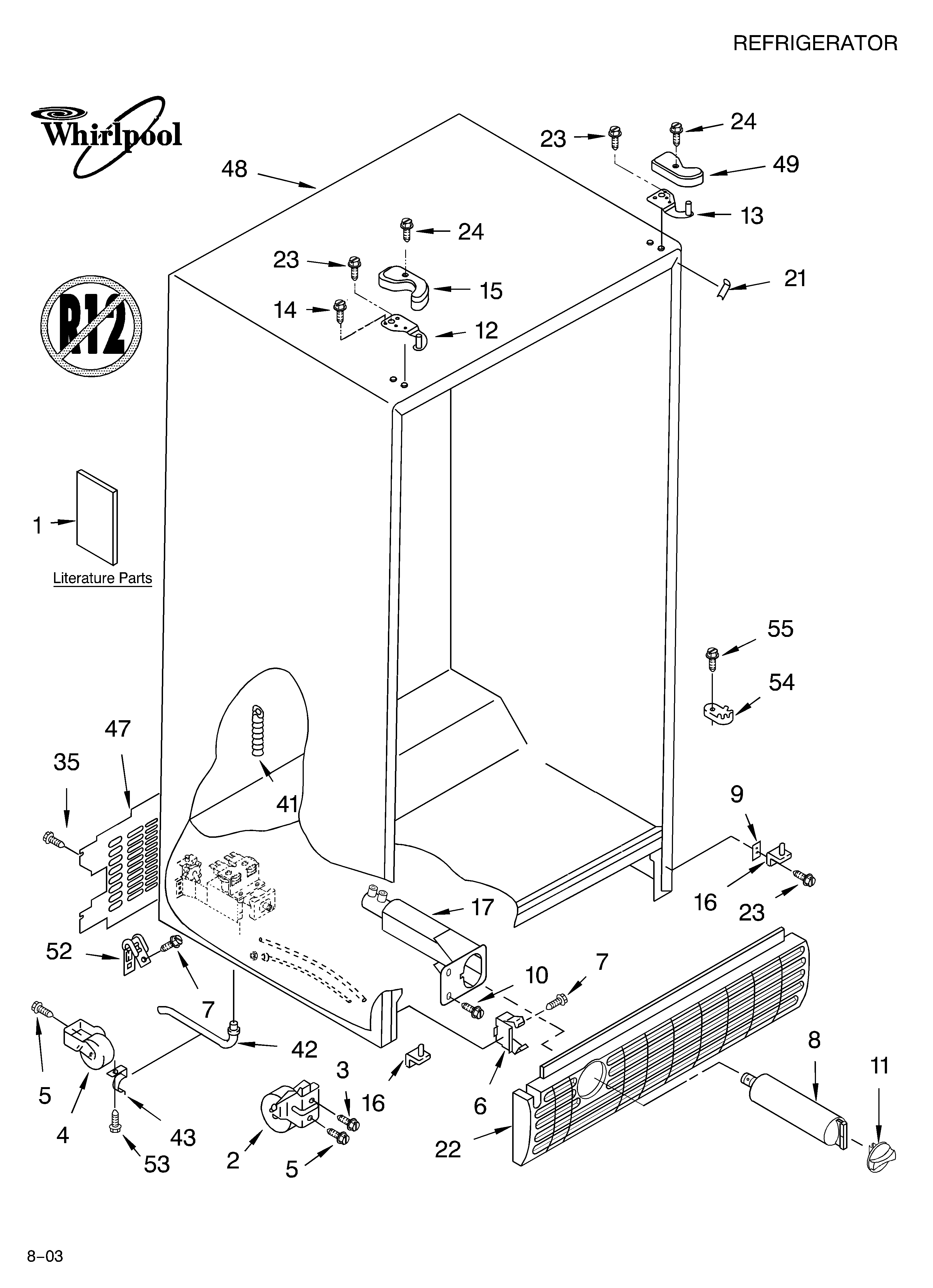 Whirlpool GS5SHGXLQ01 cabinet parts diagram