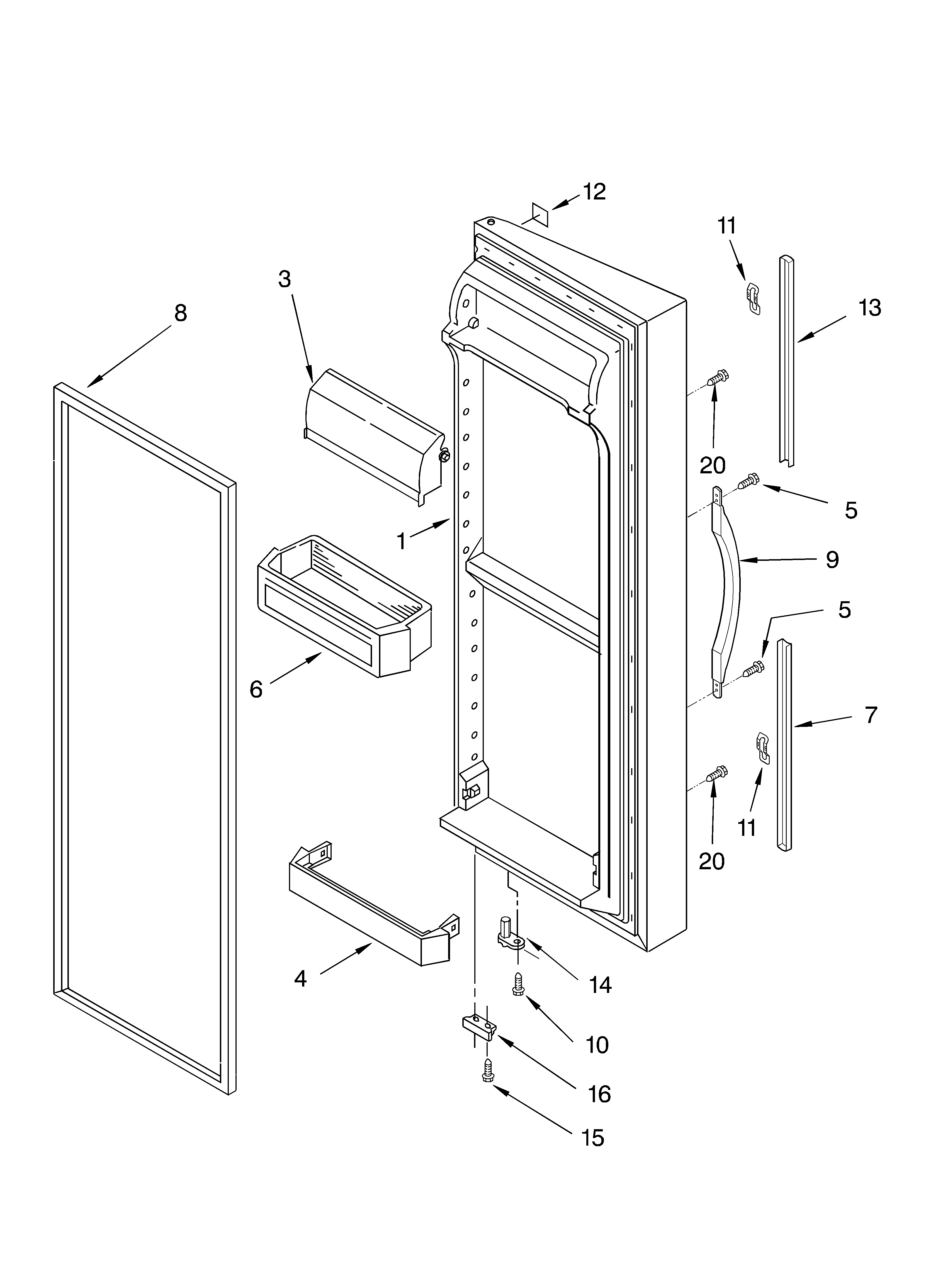 Whirlpool GS5SHGXLQ01 refrigerator door parts diagram