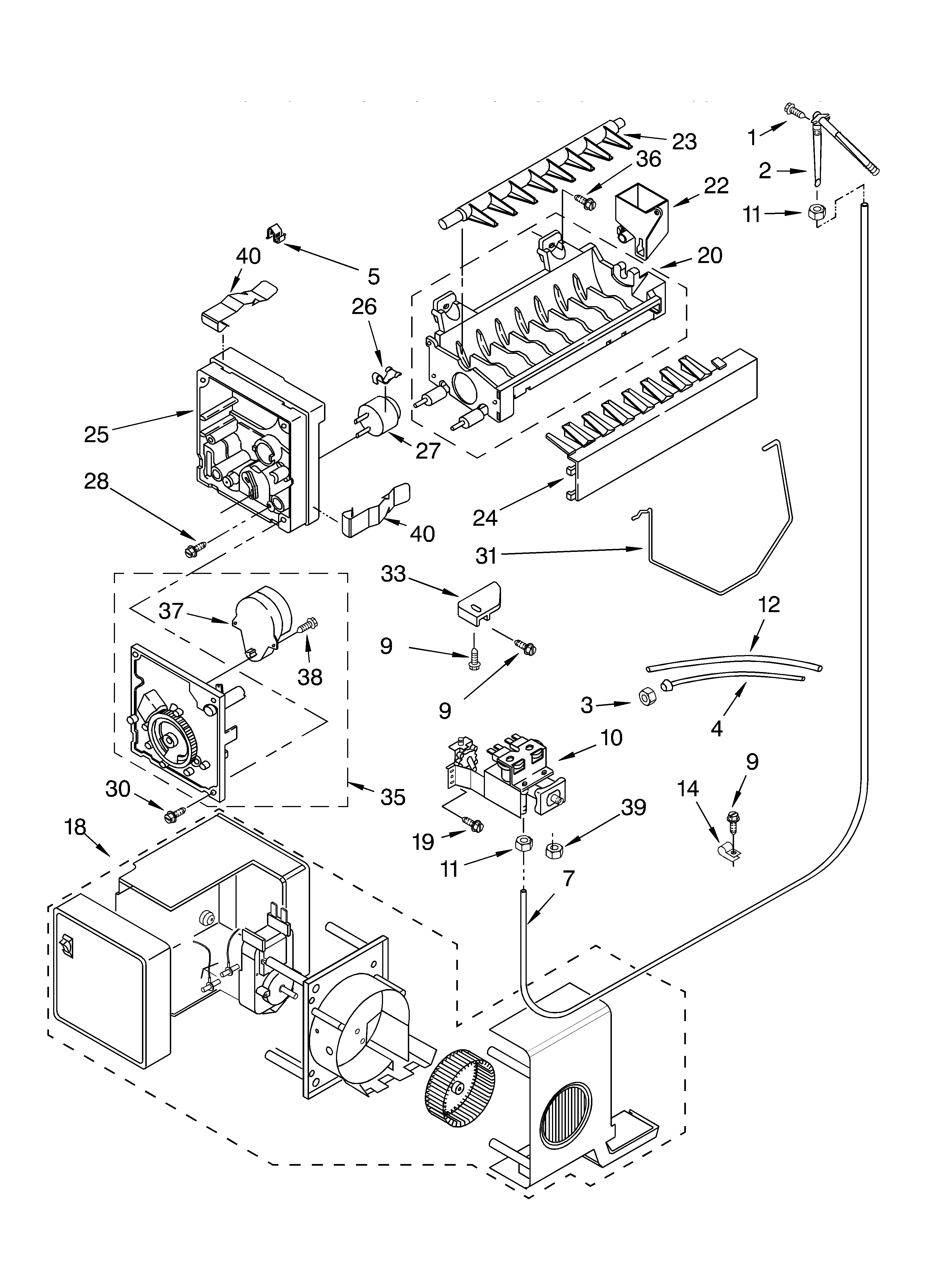 Whirlpool GS5SHGXLQ01 icemaker parts - parts not illustrated diagram