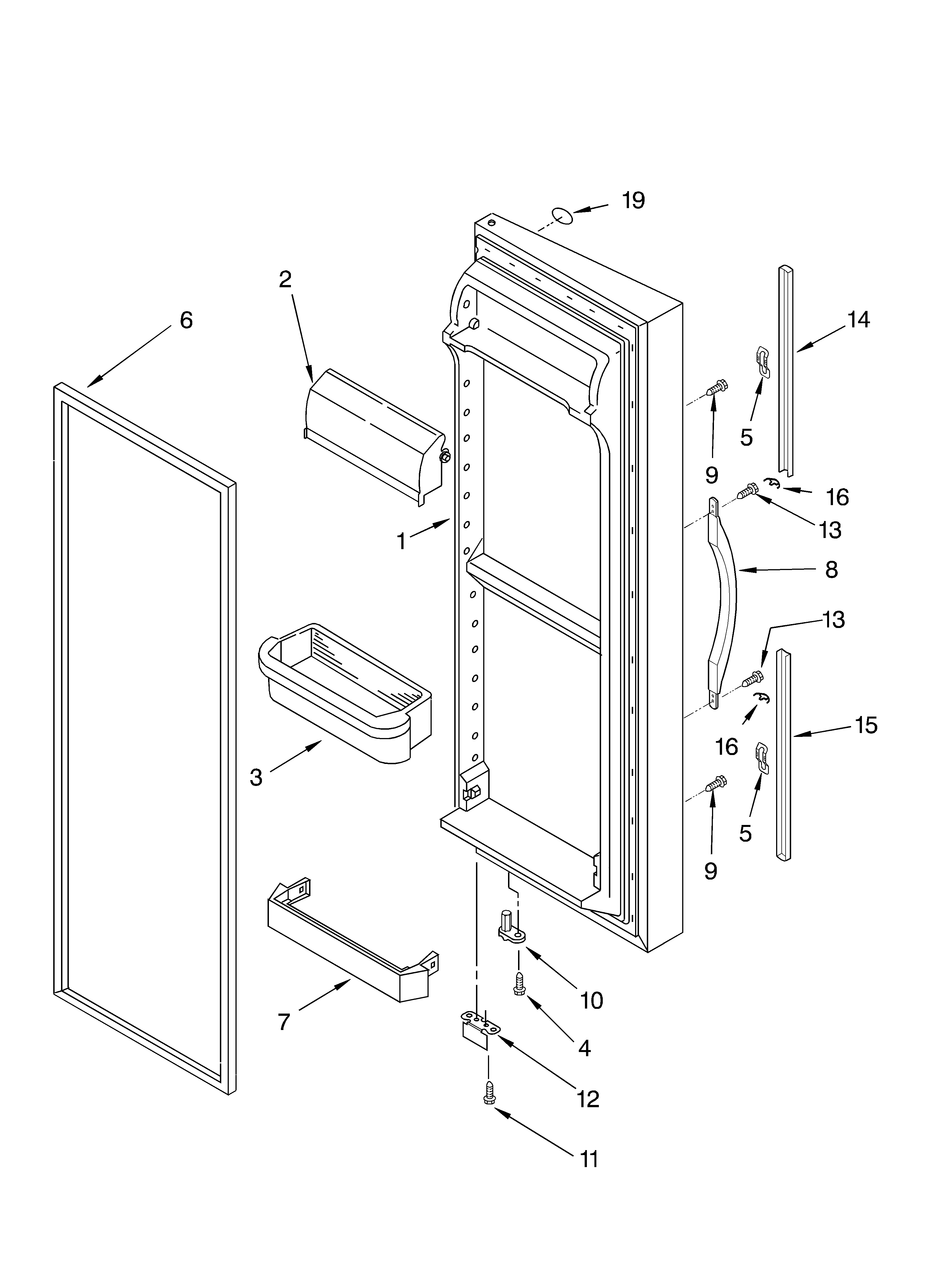 Whirlpool GS6SHAXLS03 refrigerator door parts diagram
