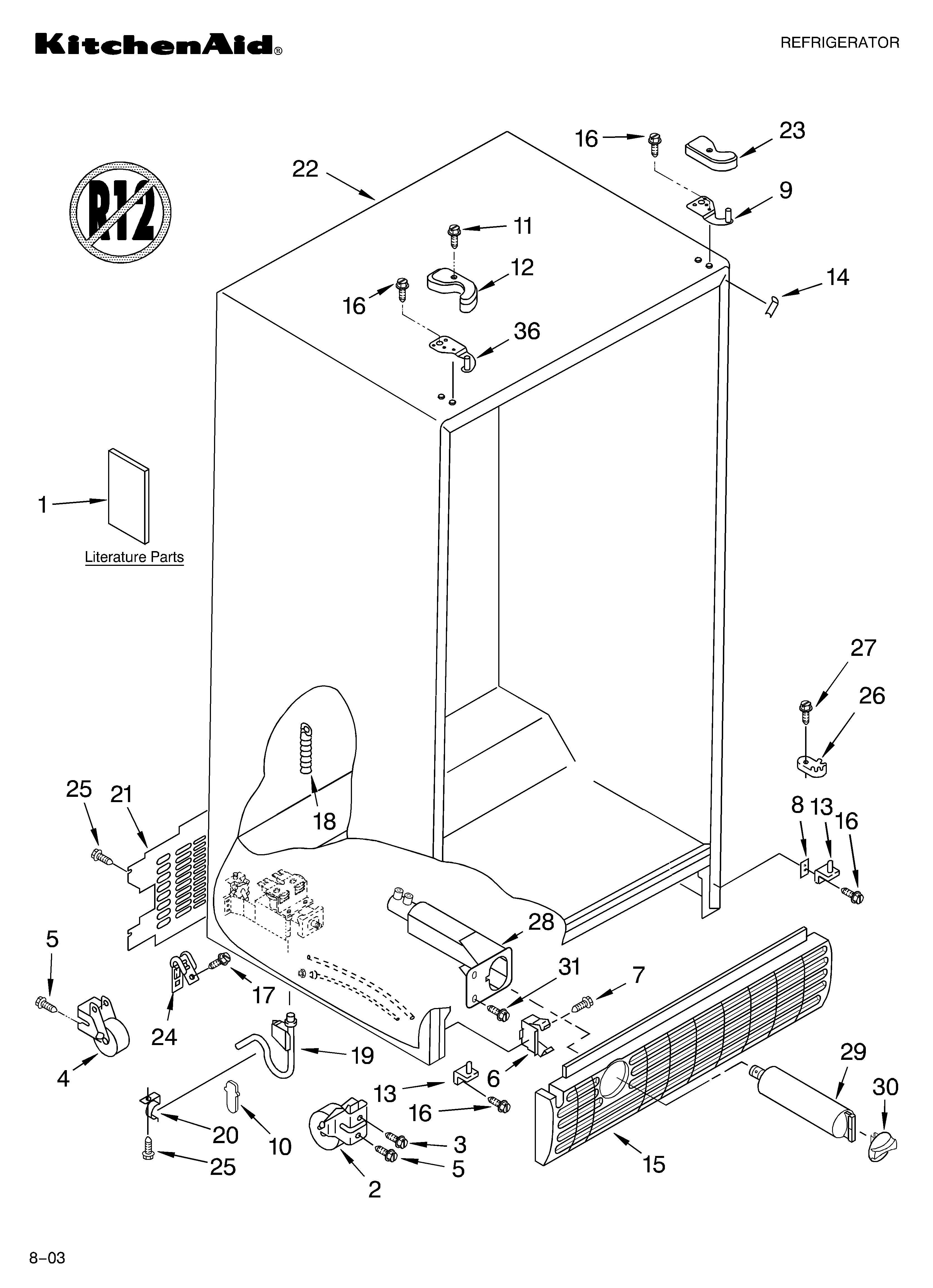 KitchenAid KSRA25FKSS01 cabinet parts diagram
