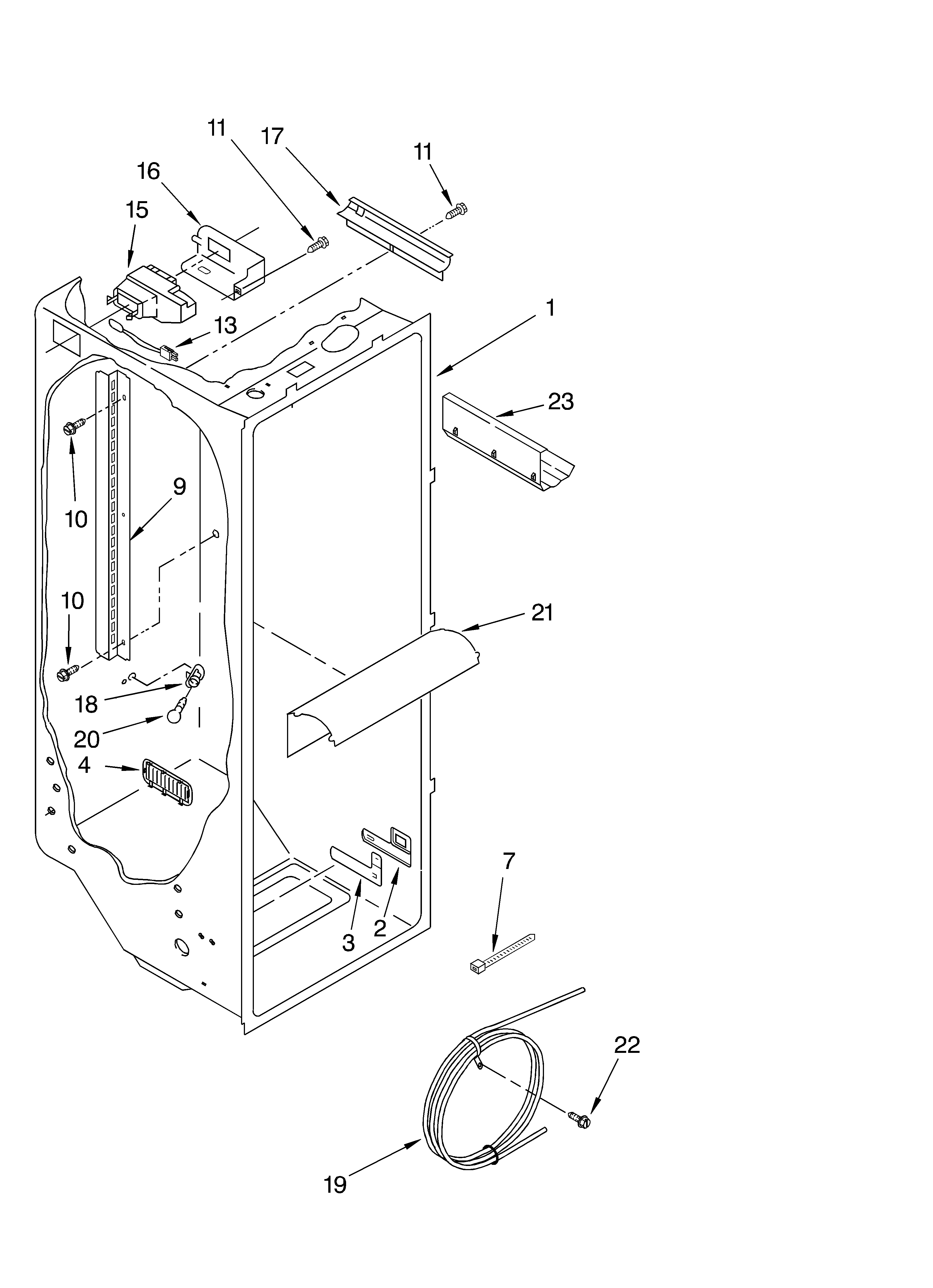 KitchenAid KSRA25ILBL00 refrigerator liner parts diagram