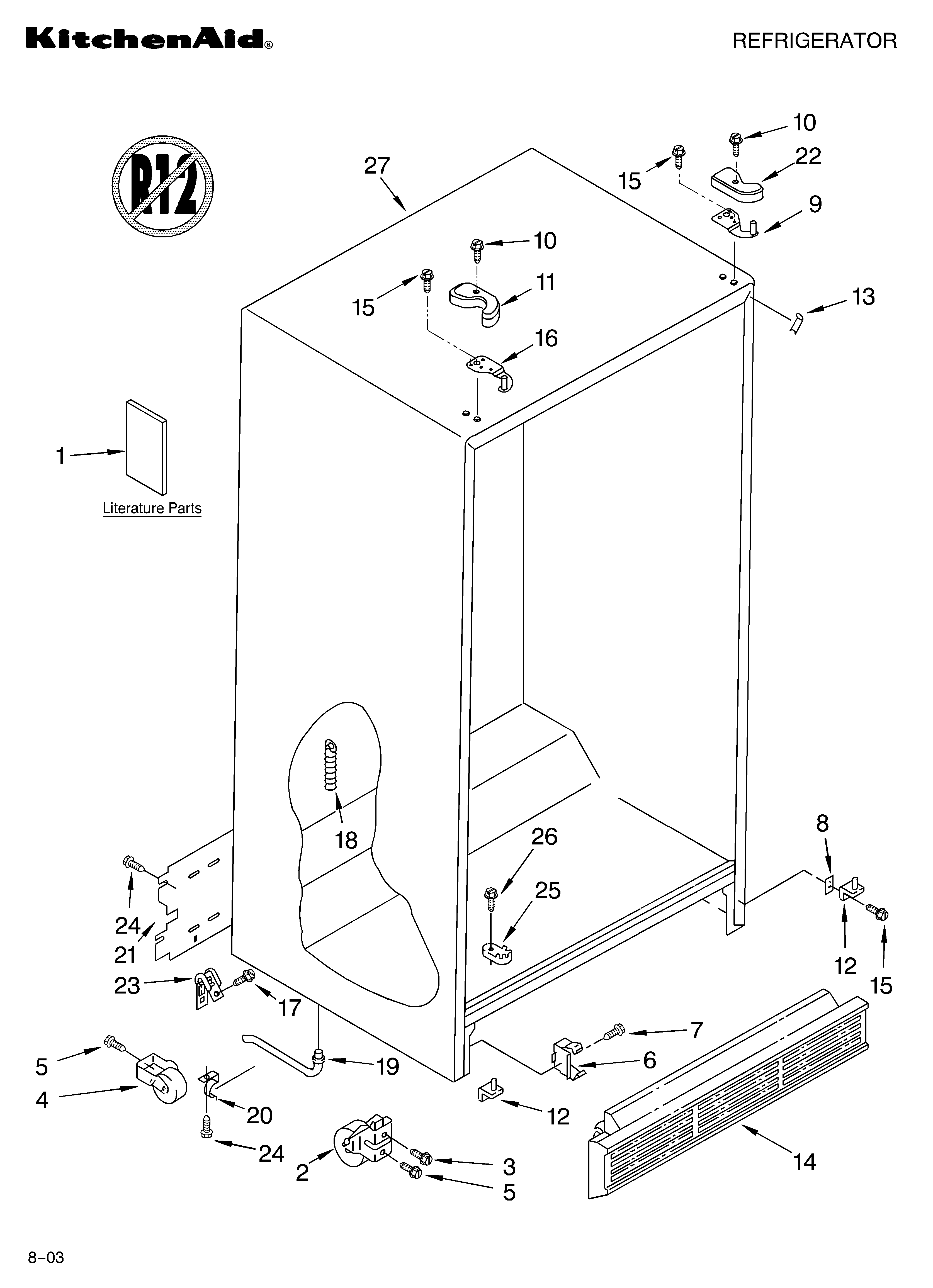 KitchenAid KSRA25KKWH01 cabinet parts diagram