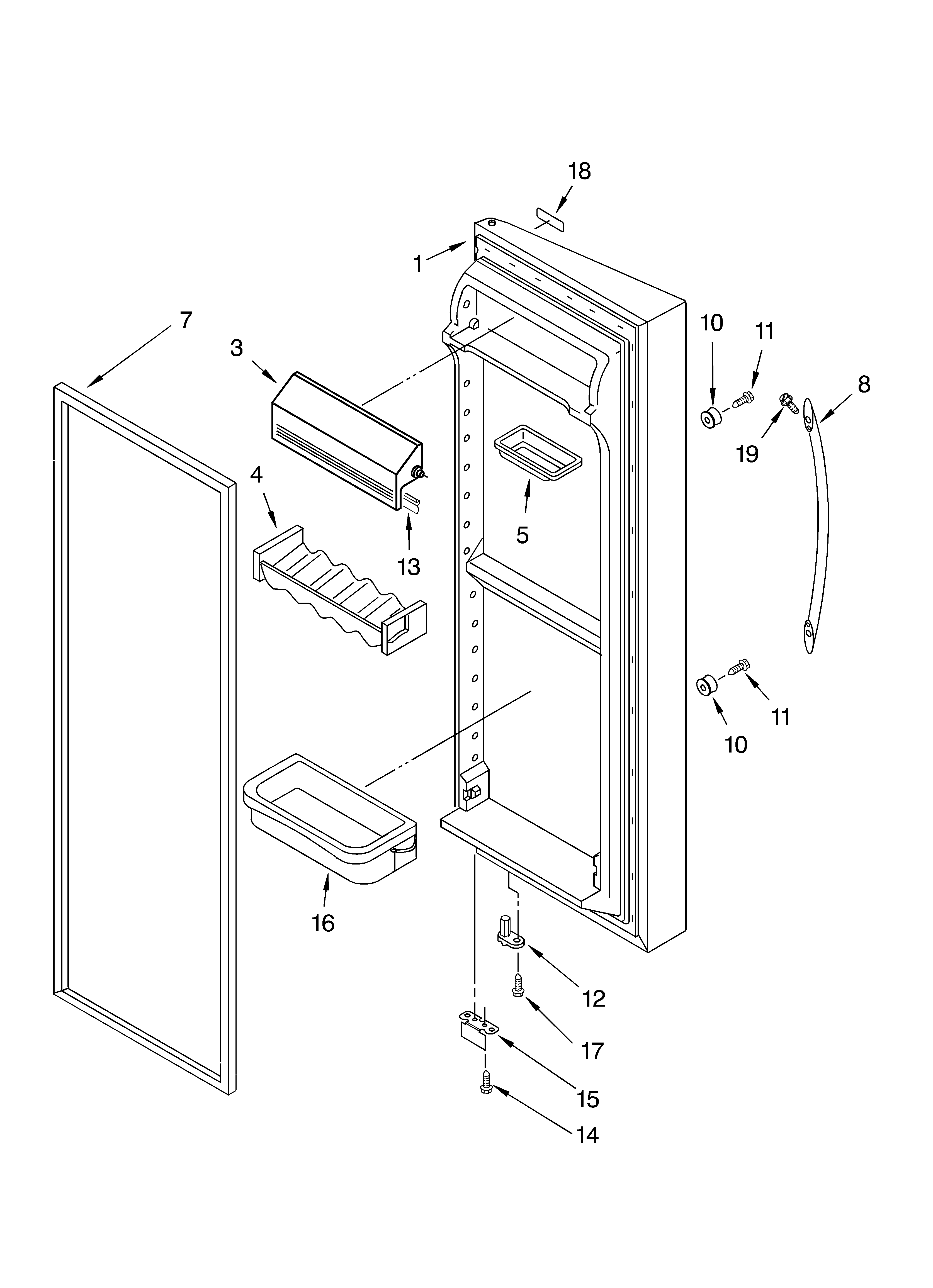 KitchenAid KSRA25KKWH01 refrigerator door parts diagram