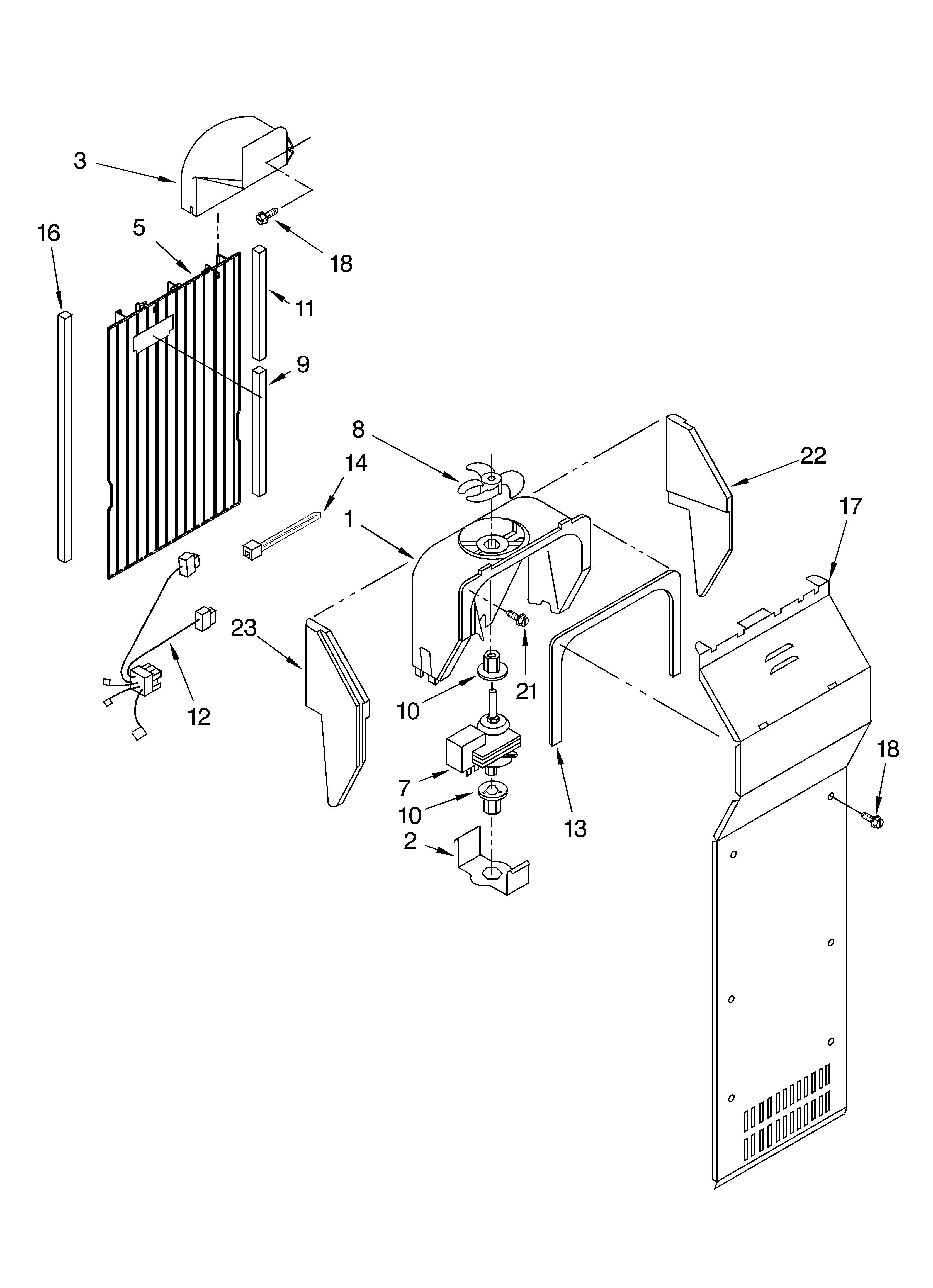 KitchenAid KSRA25KKWH01 air flow parts diagram