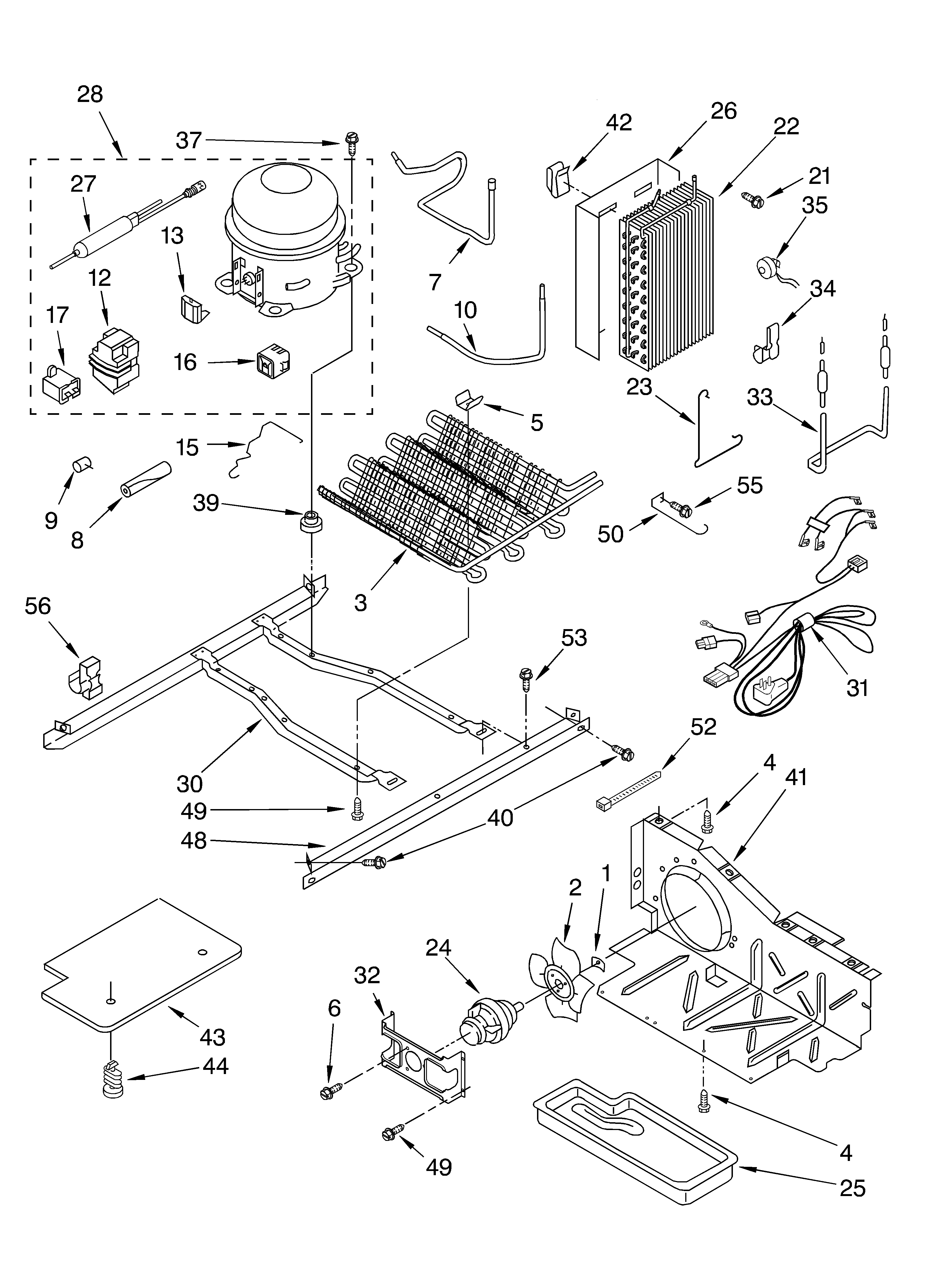 KitchenAid KSRA25KKWH01 unit parts, parts not illustrated diagram
