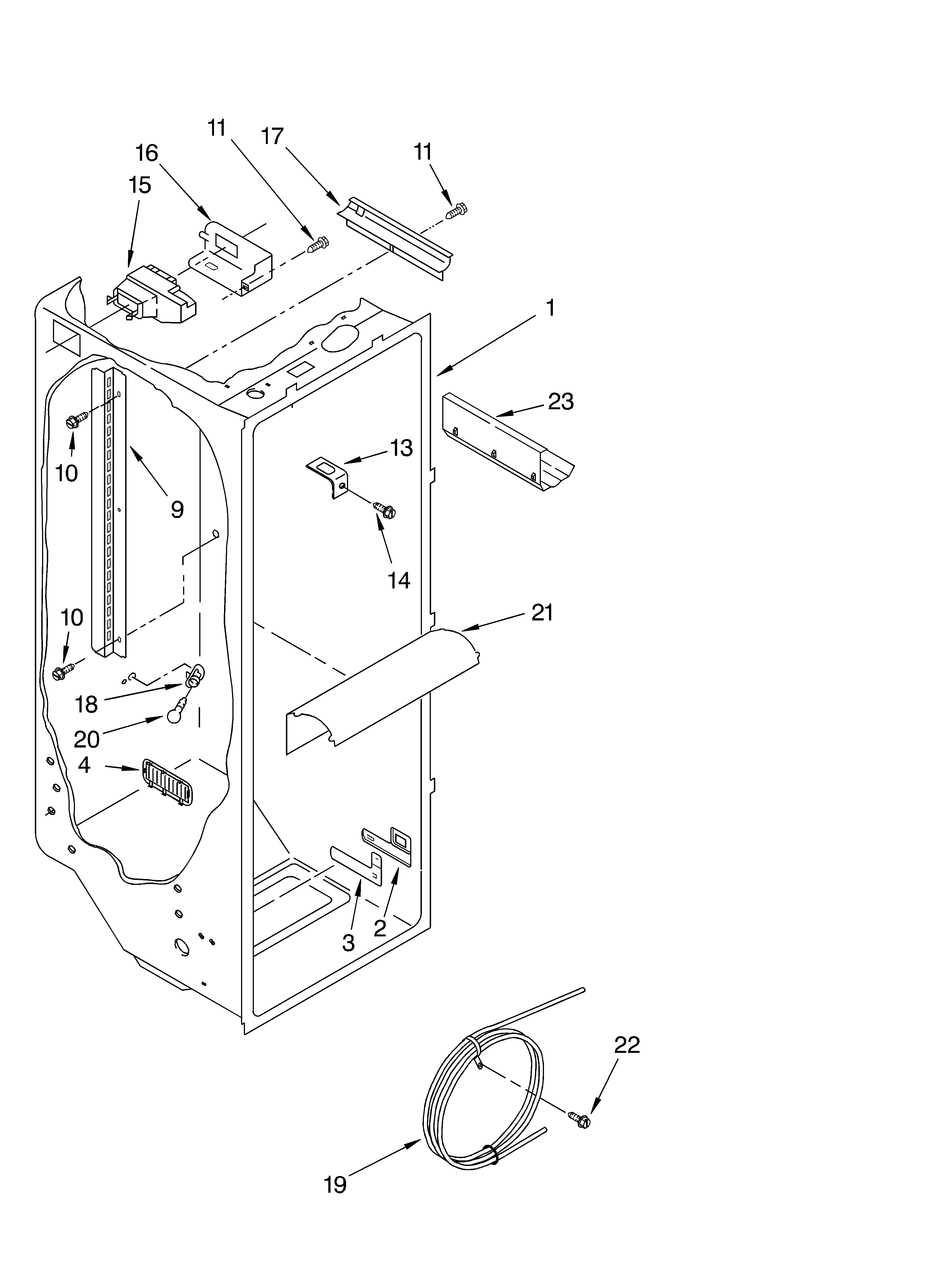KitchenAid KSRB25FKSS03 refrigerator liner parts diagram
