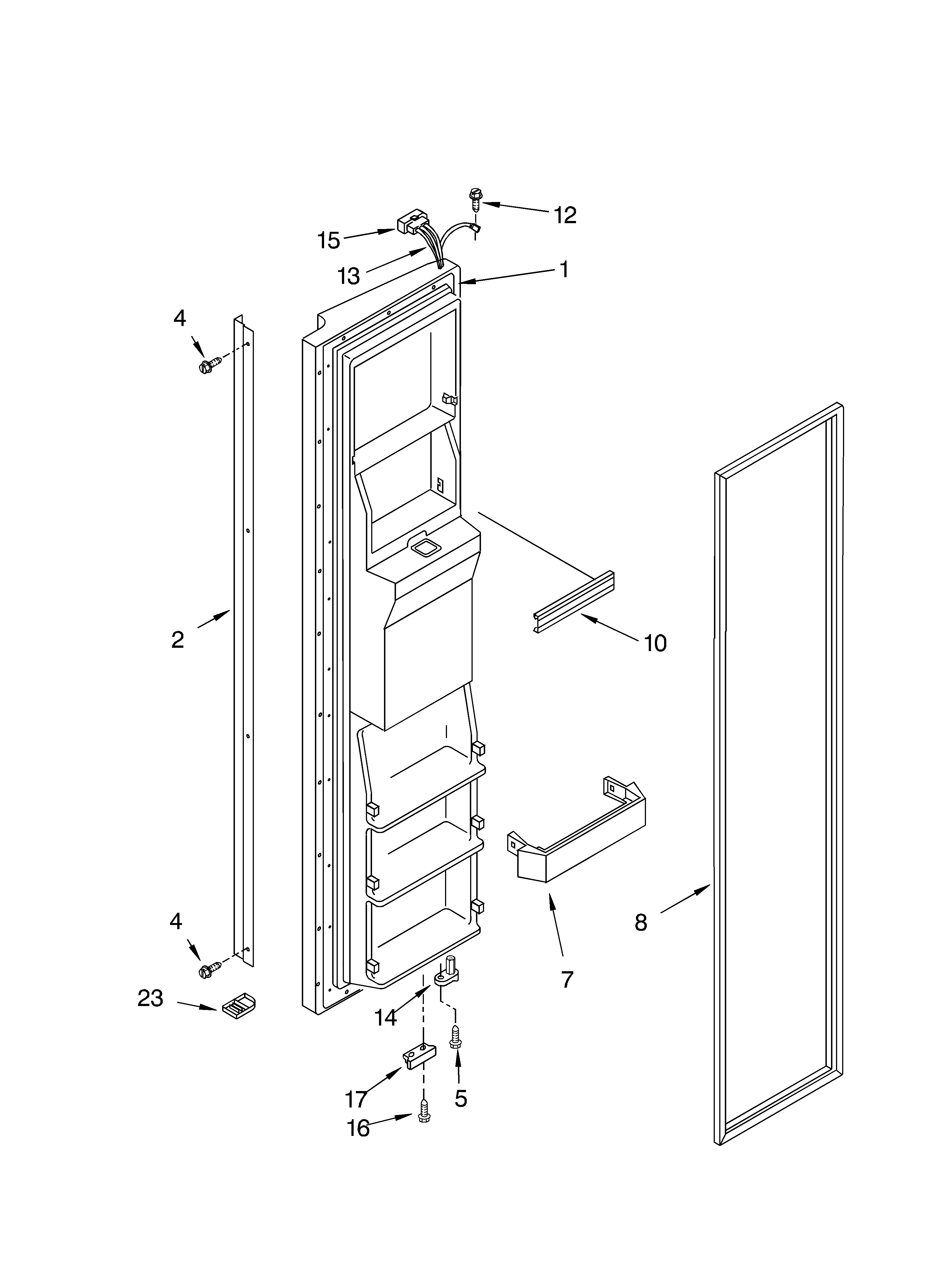 KitchenAid KSRS25CKBT03 freezer door parts diagram