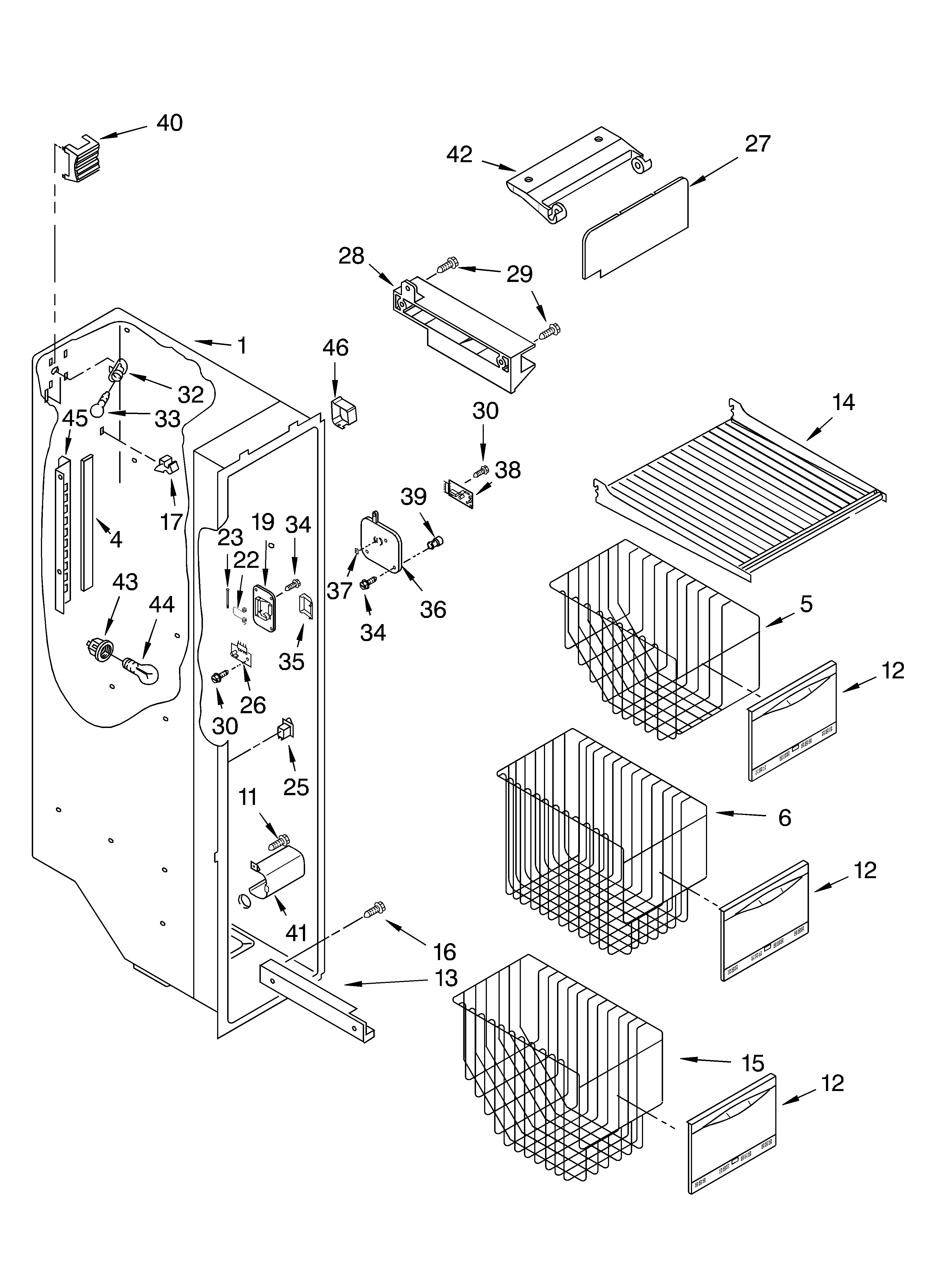 KitchenAid KSRS27ILSS02 freezer liner parts diagram