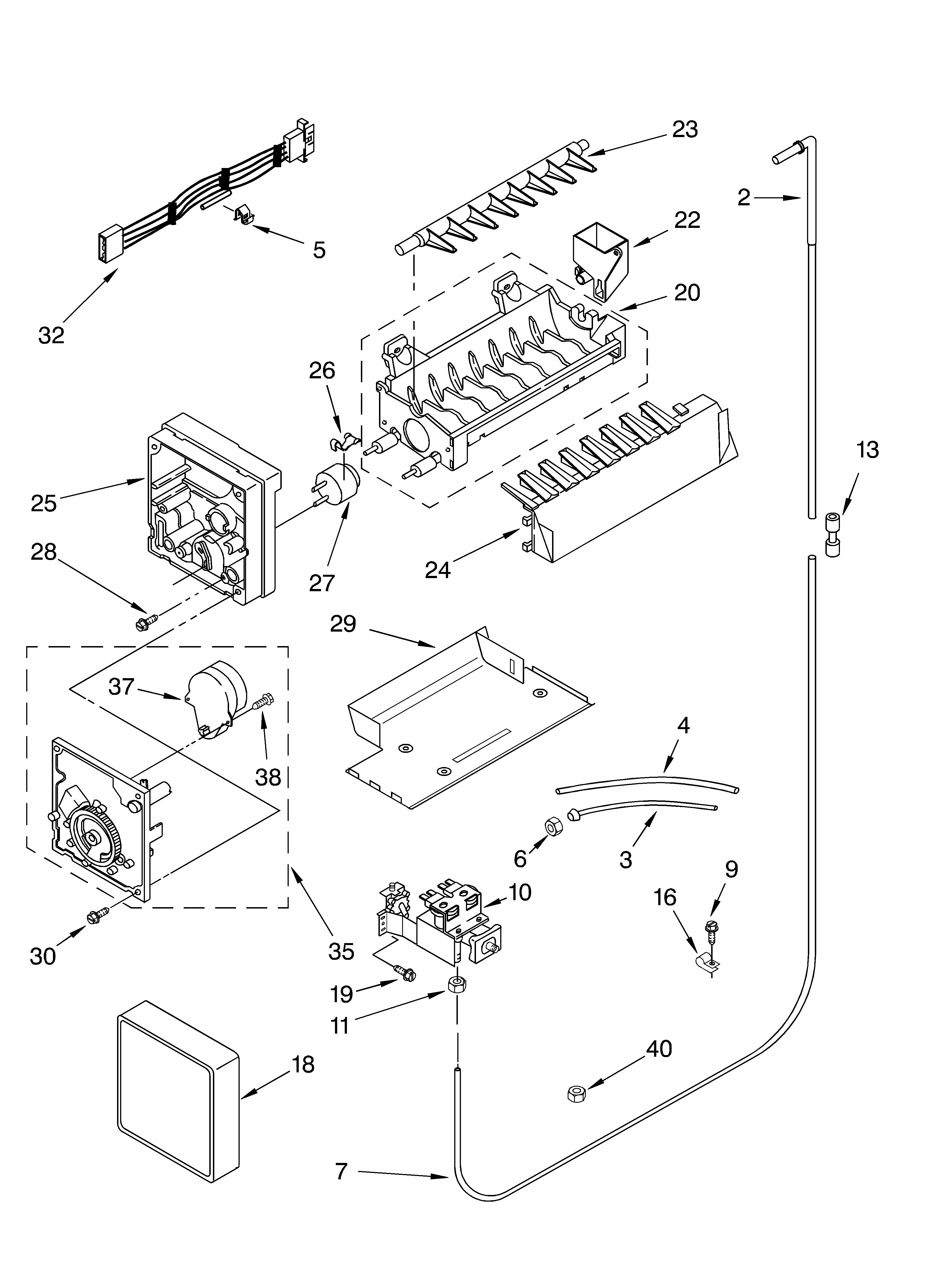 KitchenAid KSRS27ILSS02 icemaker parts, parts not illustrated diagram