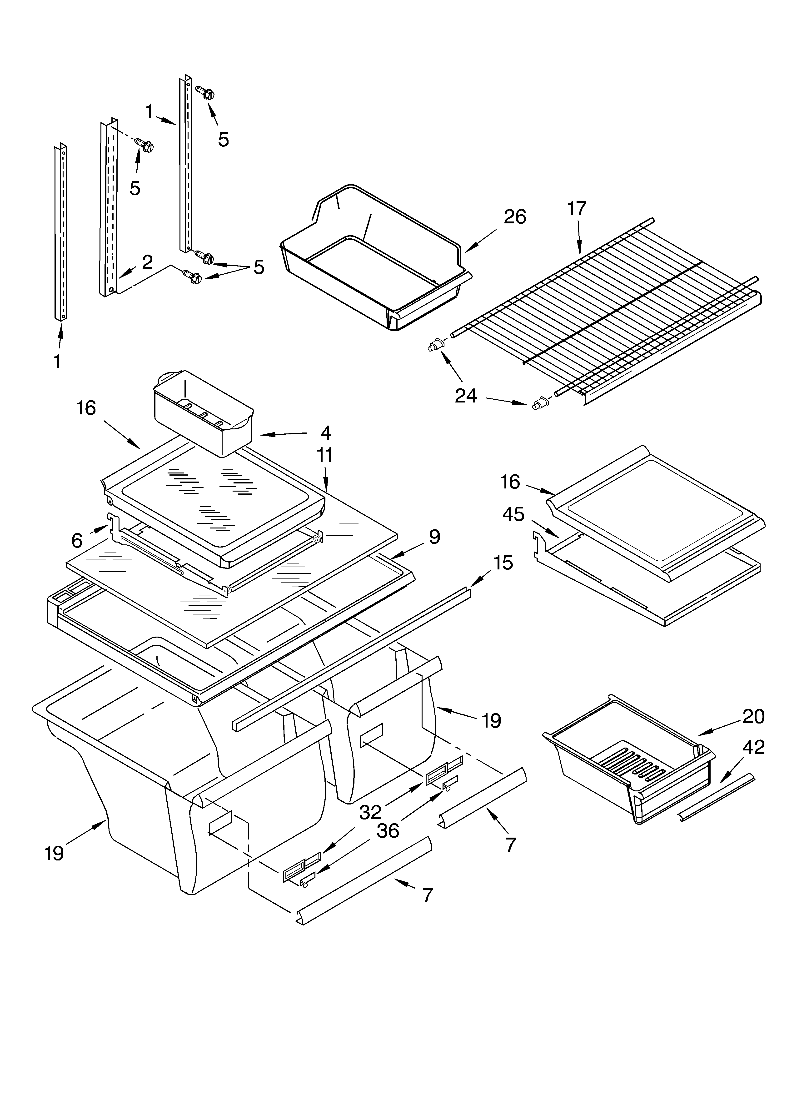 KitchenAid KTRP22EKSS02 shelf parts diagram