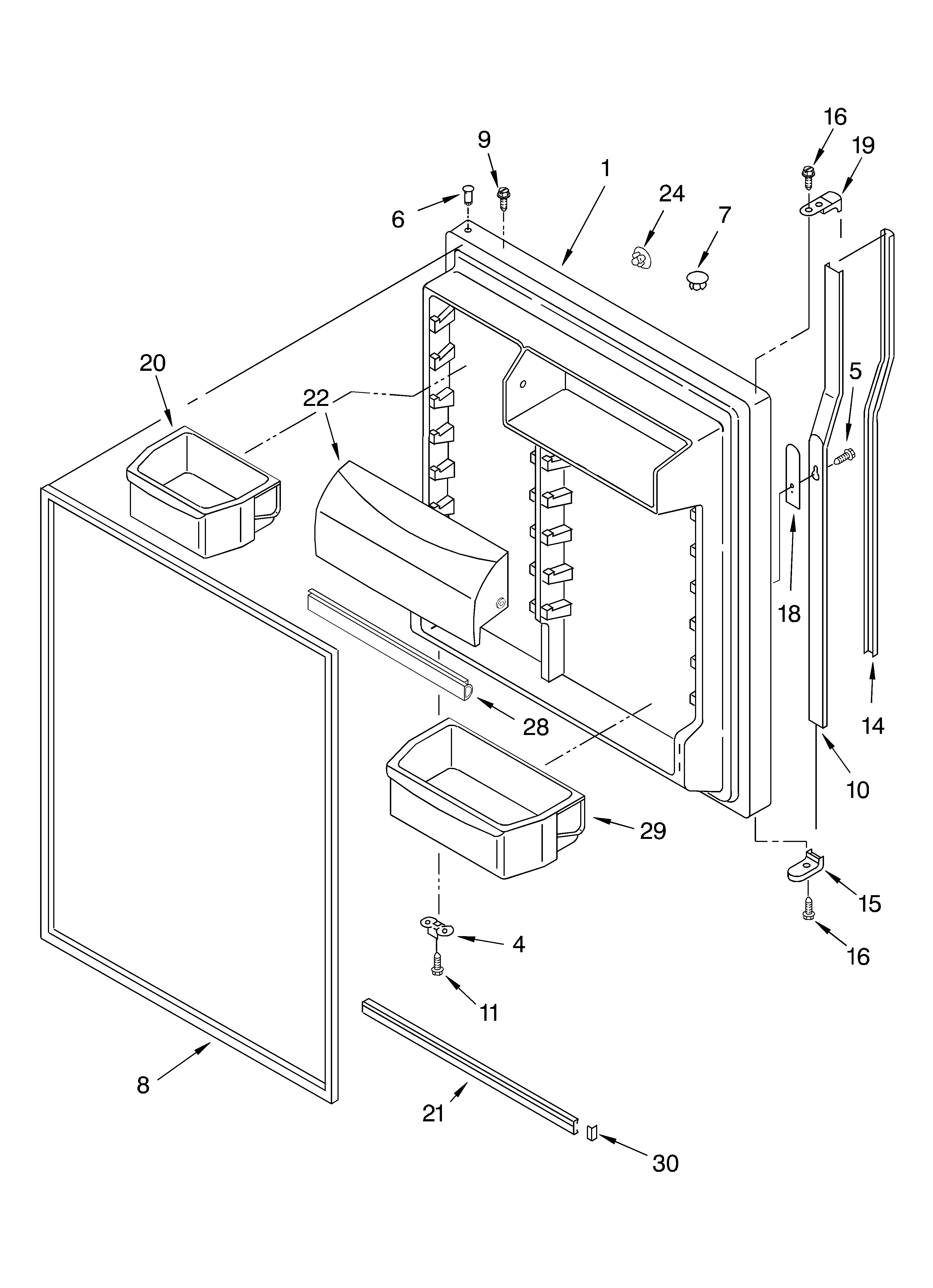 KitchenAid KTRP22EKSS02 refrigerator door parts diagram