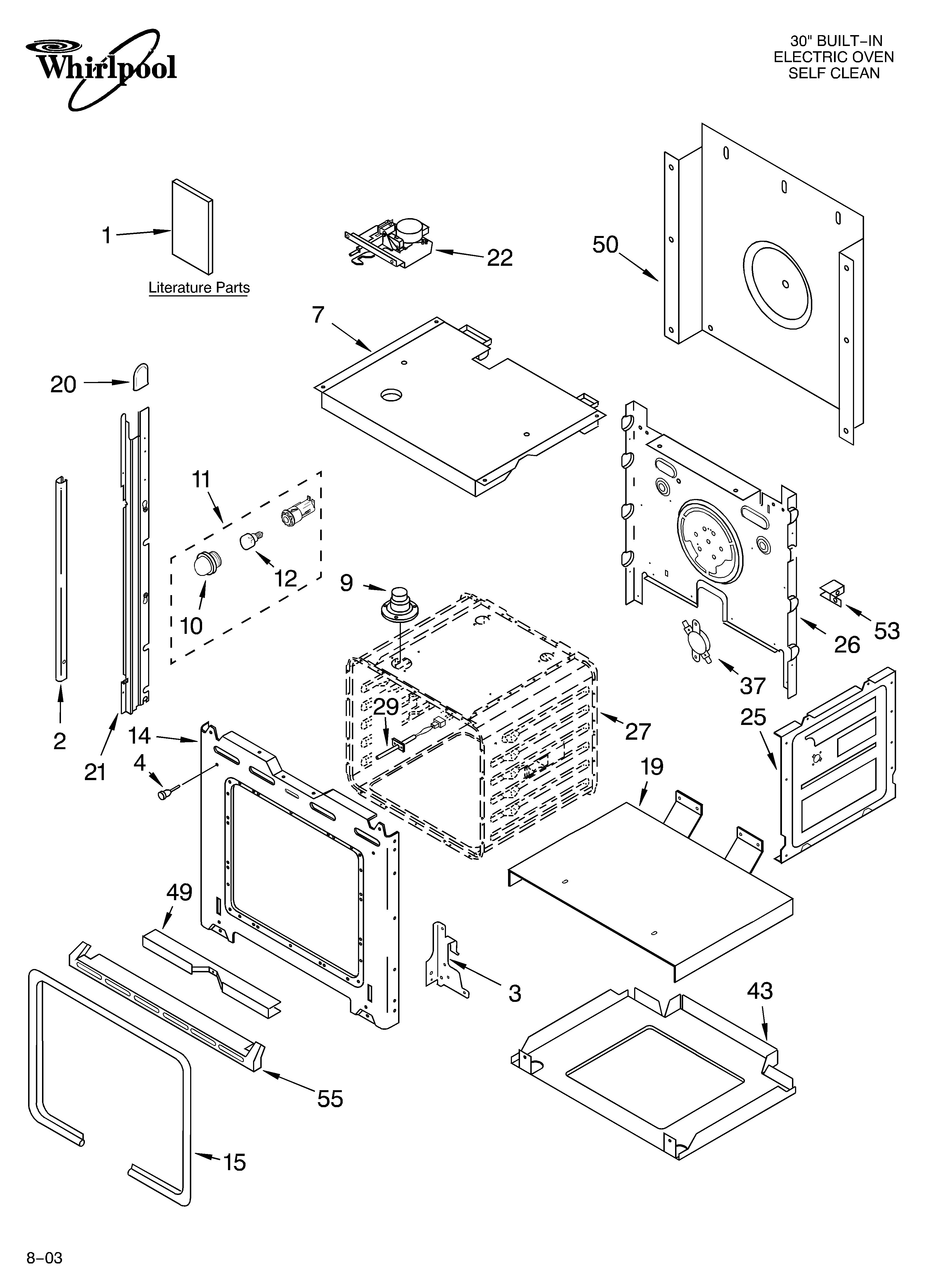Whirlpool RBS305PDB16 oven parts diagram