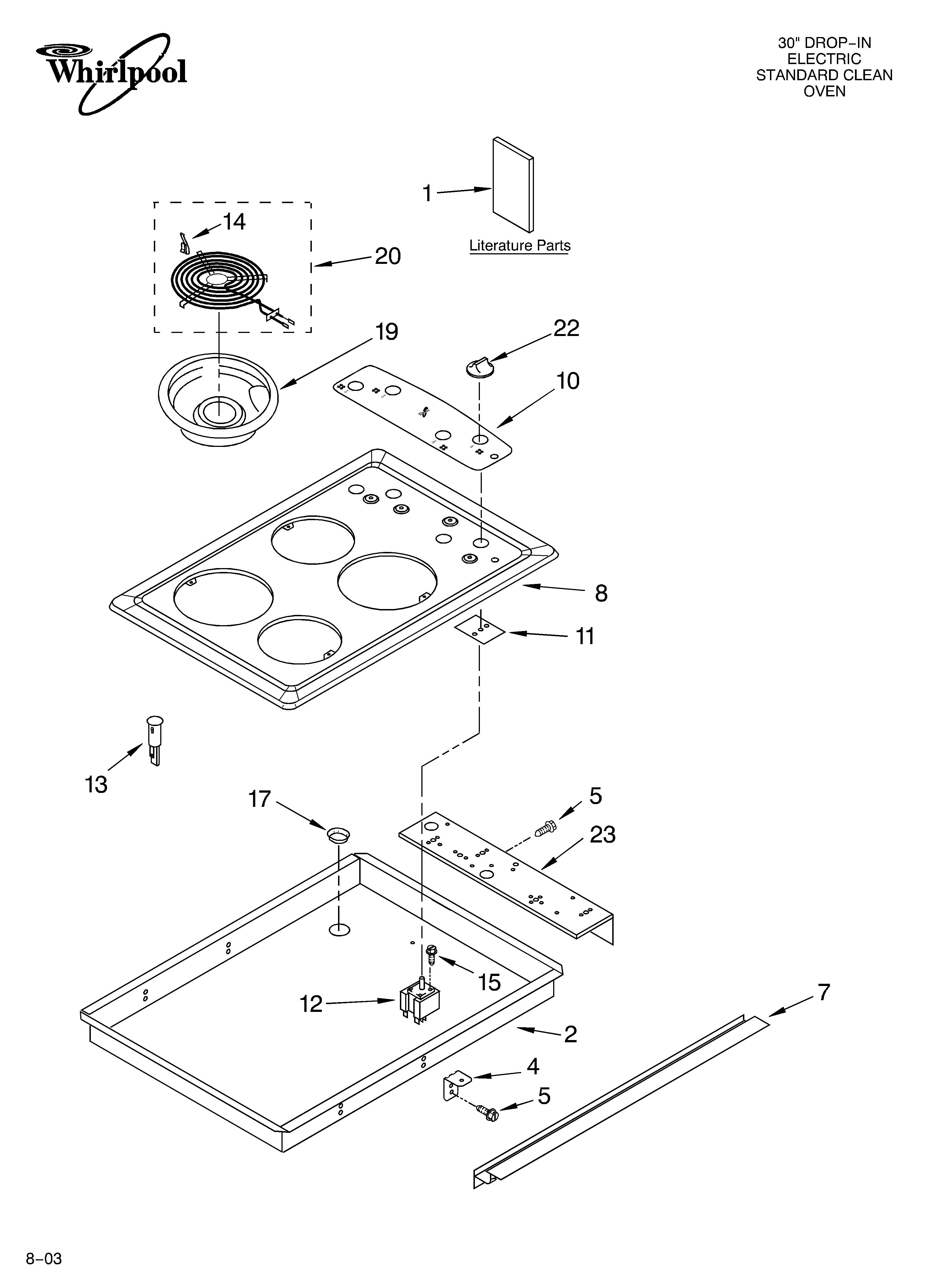 Whirlpool RS610PXGW10 cooktop parts diagram